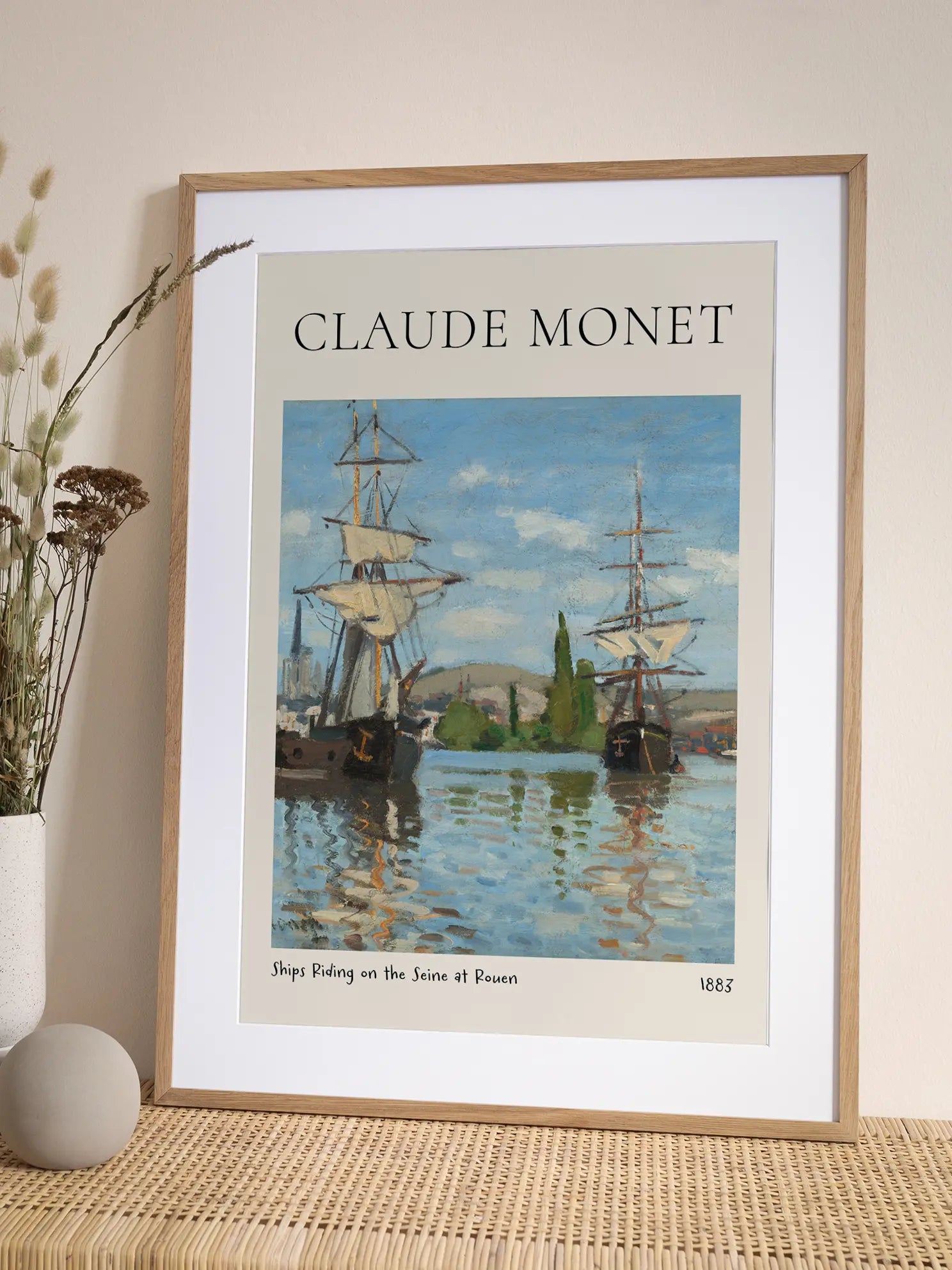 Monet — Ships Riding on the Seine at Rouen Poster