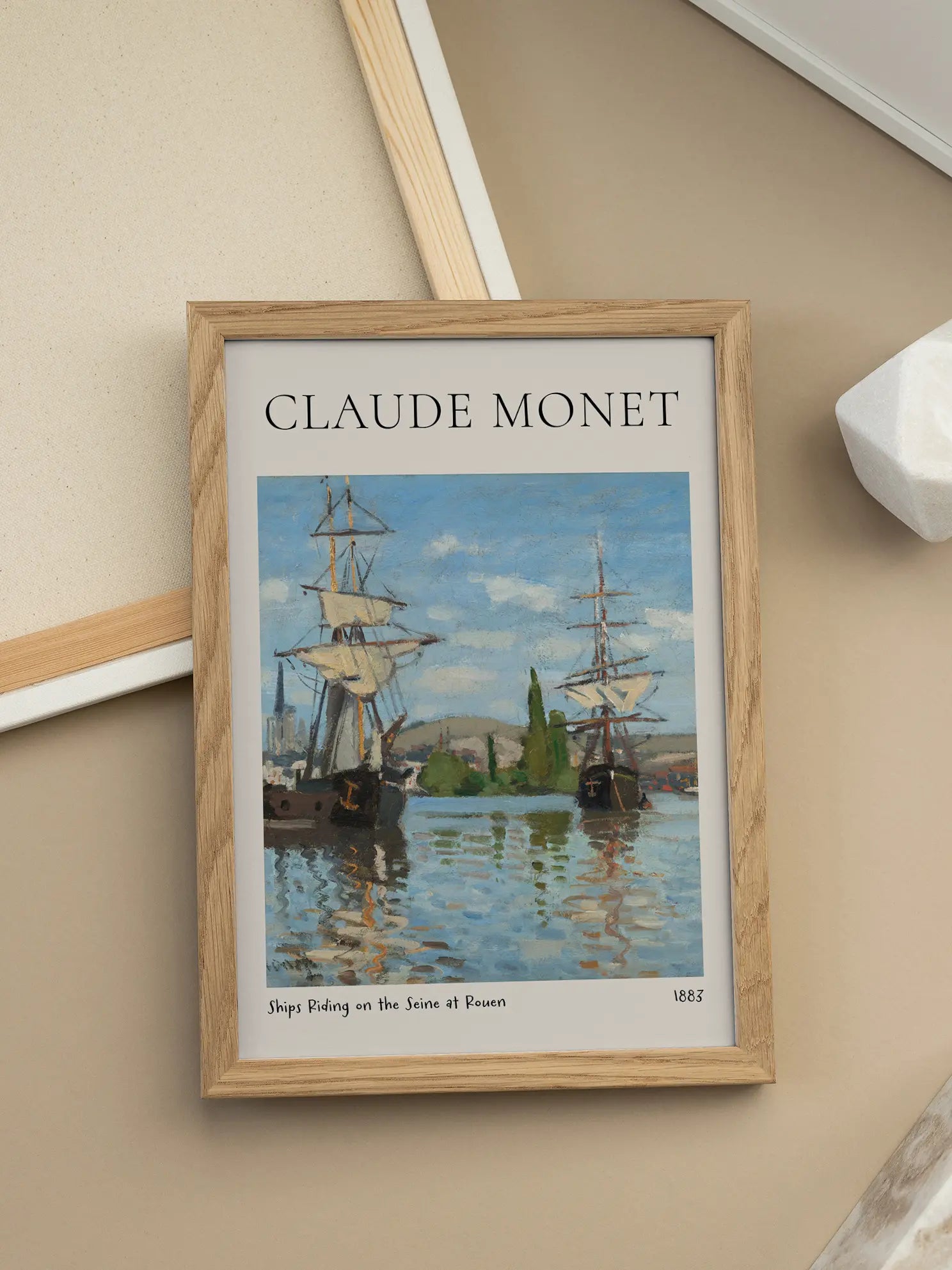 Monet — Ships Riding on the Seine at Rouen Poster