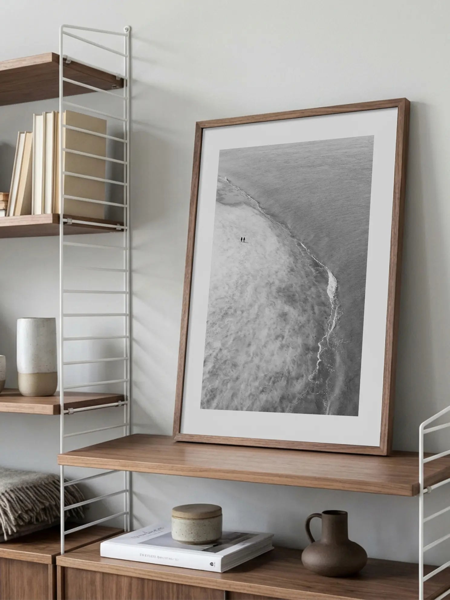 Monochrome Beach View Poster