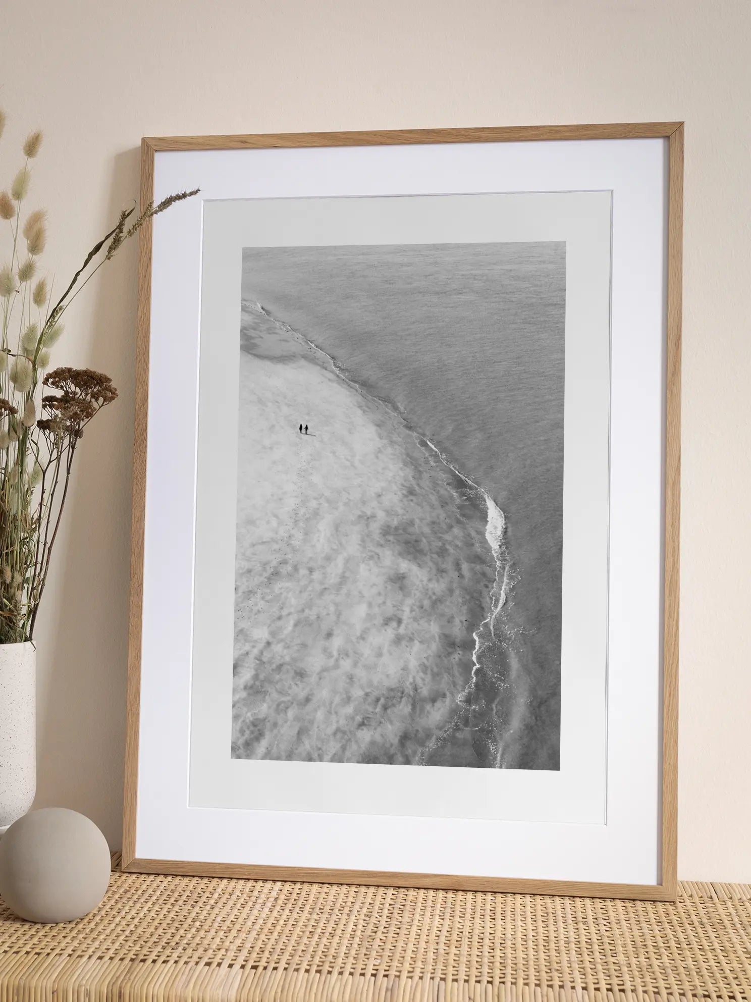 Monochrome Beach View Poster