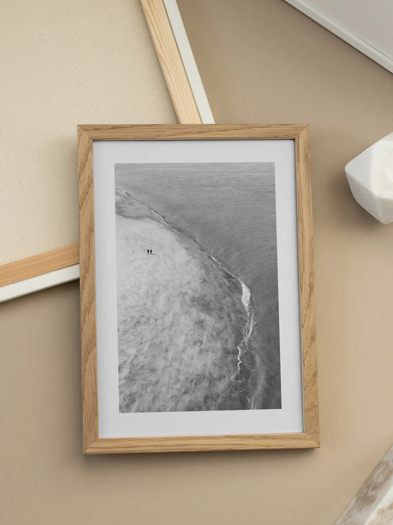 Monochrome Beach View Poster