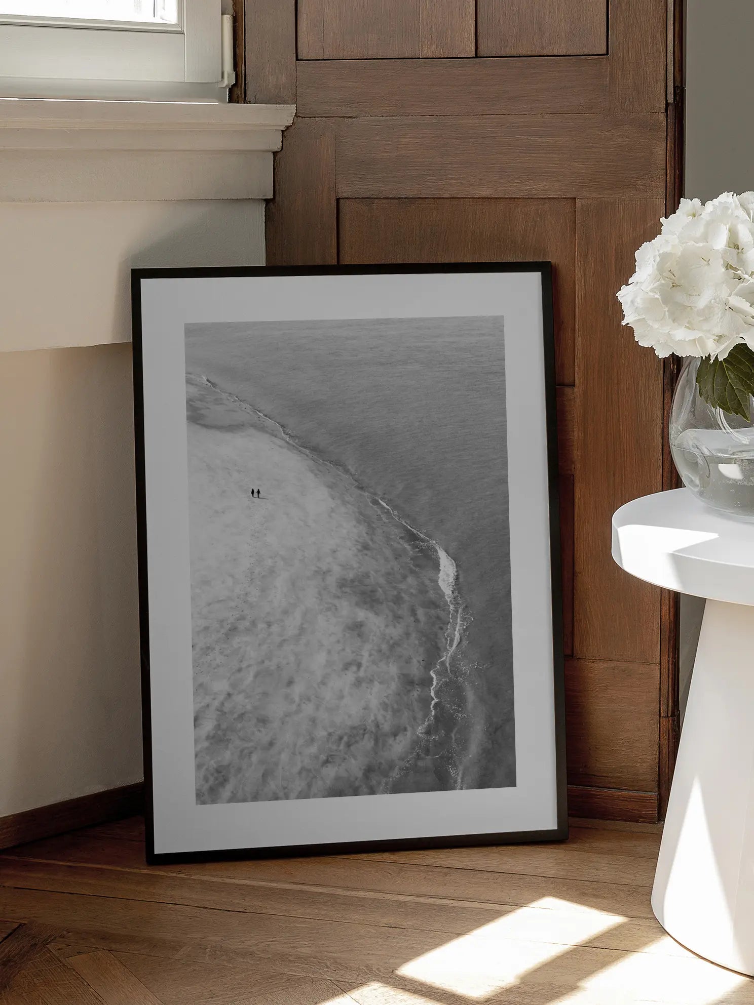 Monochrome Beach View Poster