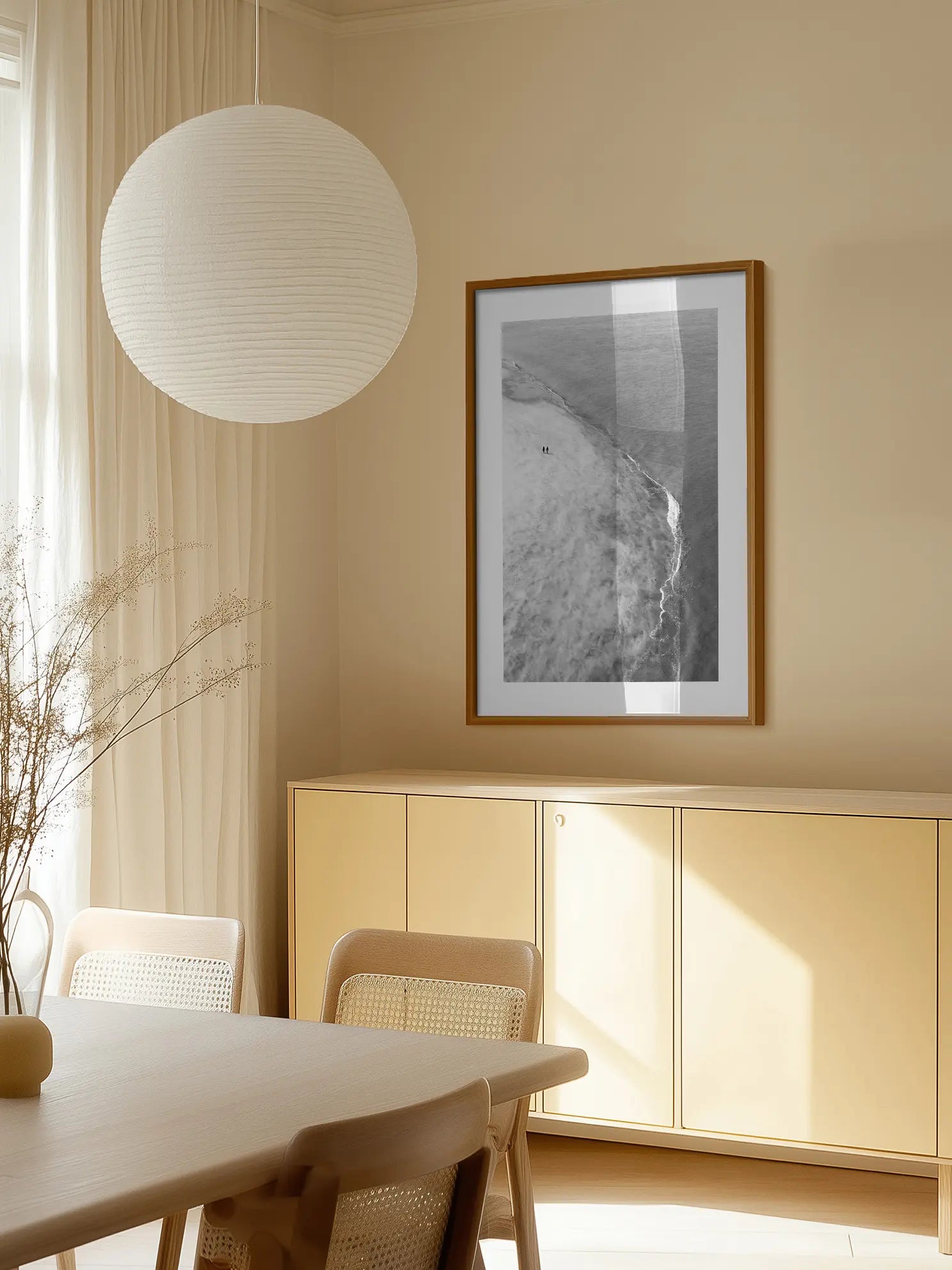 Monochrome Beach View Poster