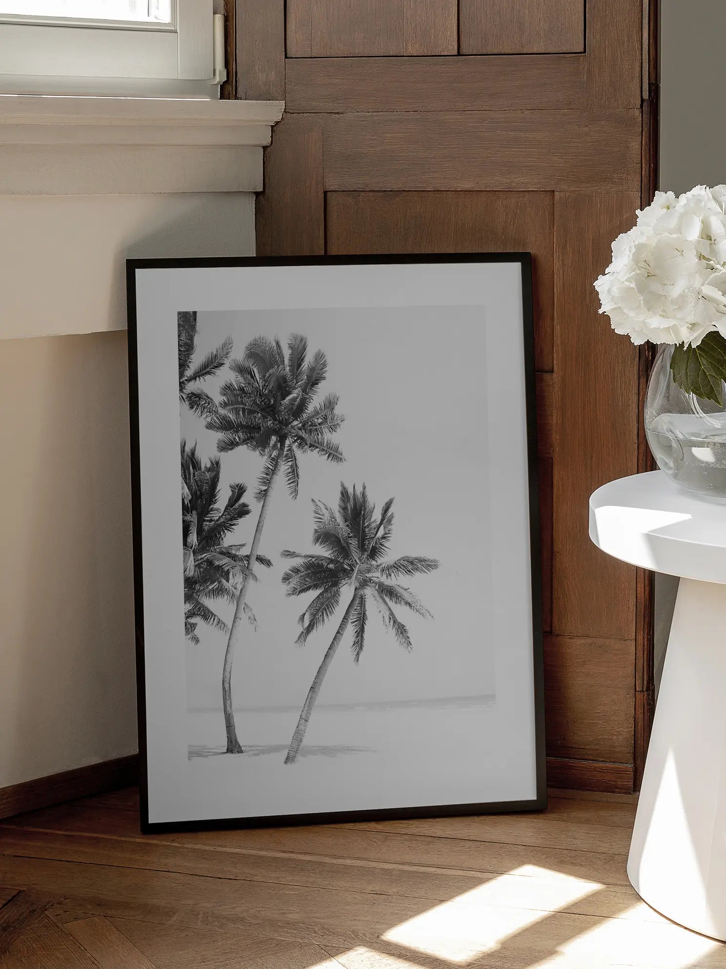 Monochrome Palms Poster