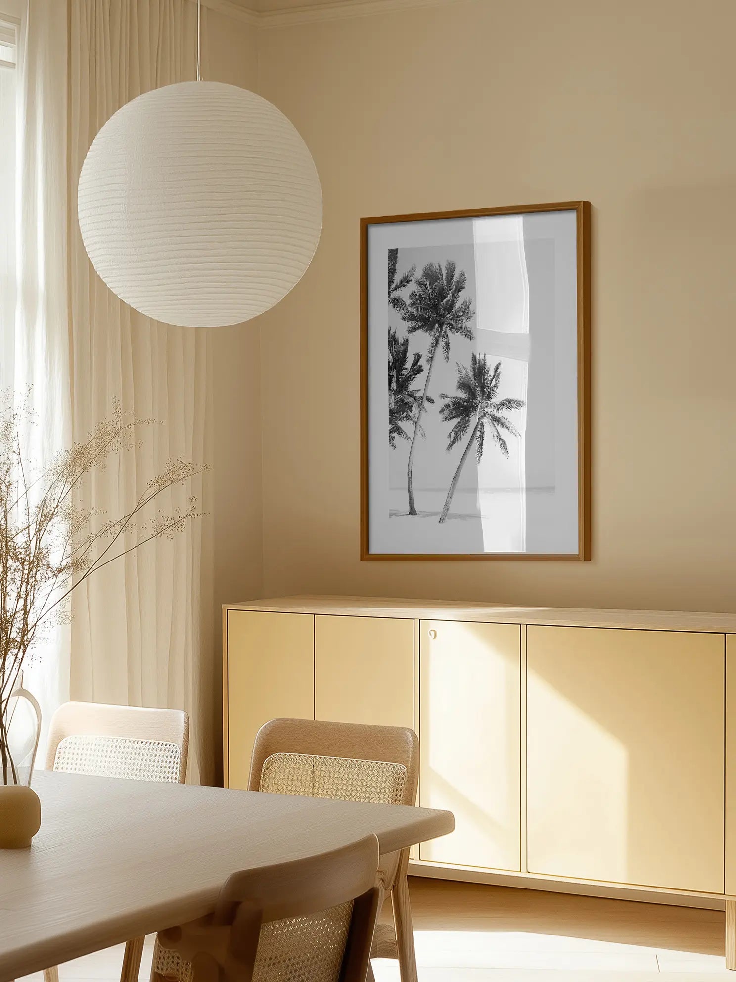 Monochrome Palms Poster