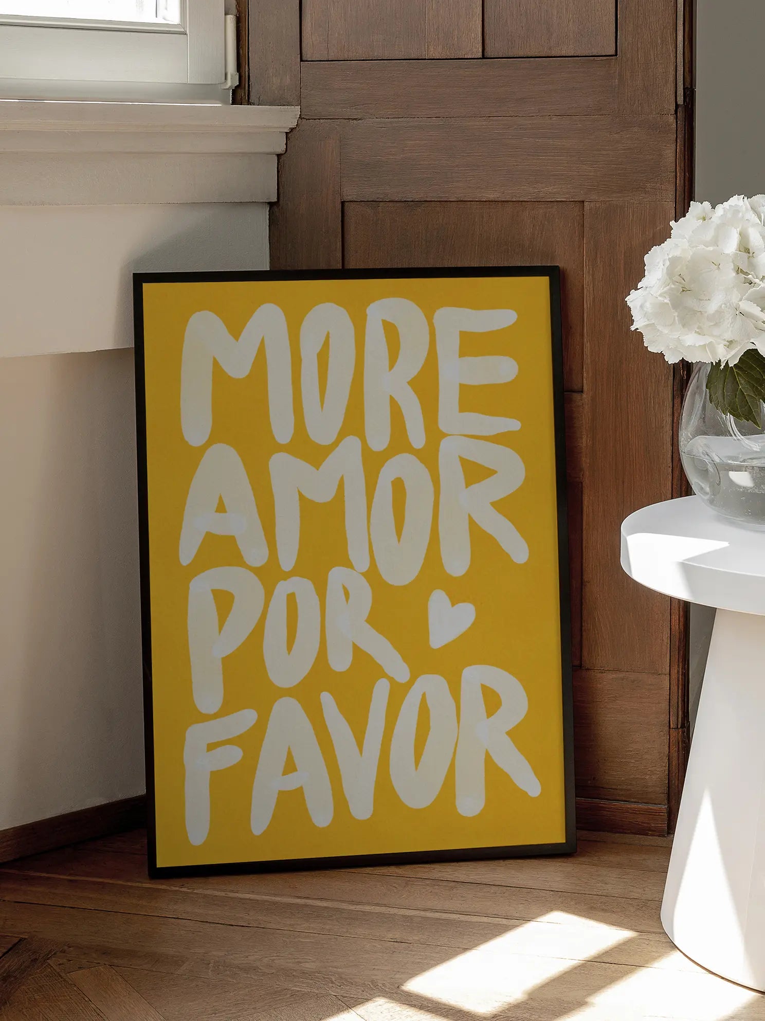 More Amor Por Favor Yellow Poster