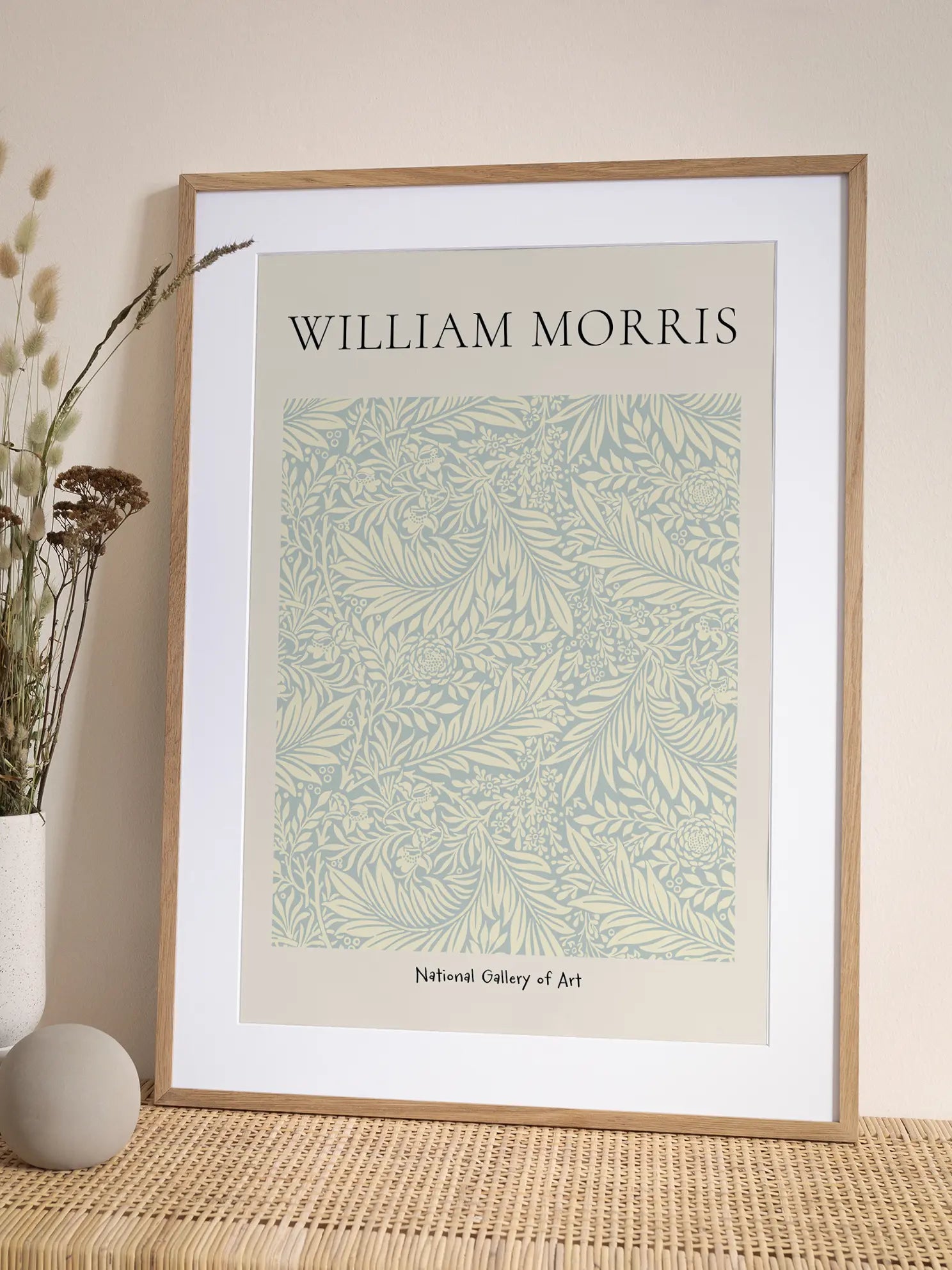 Morris — Floral Leaves Blue Poster
