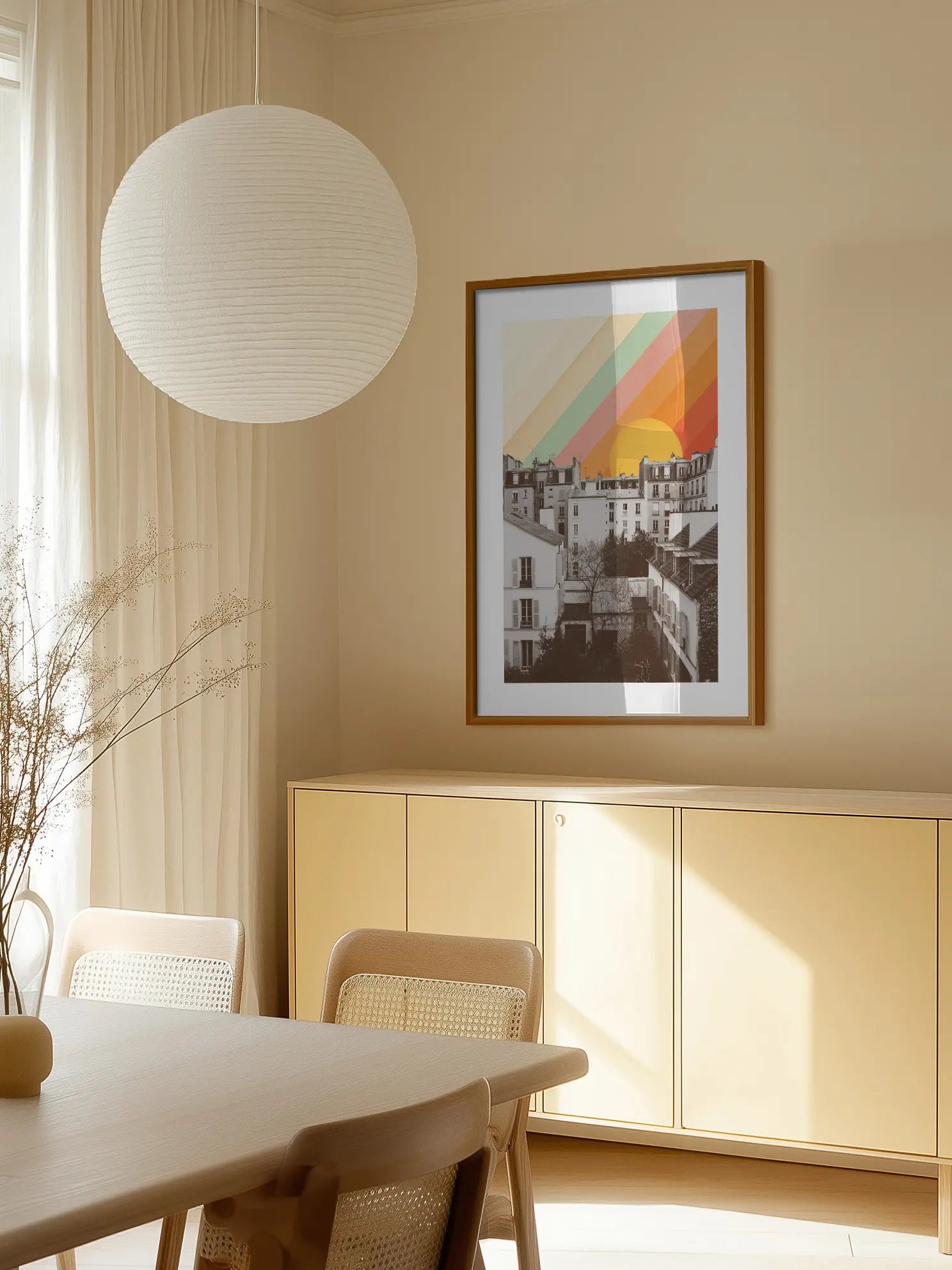 Nostalgic Rainbow Cityscape Poster