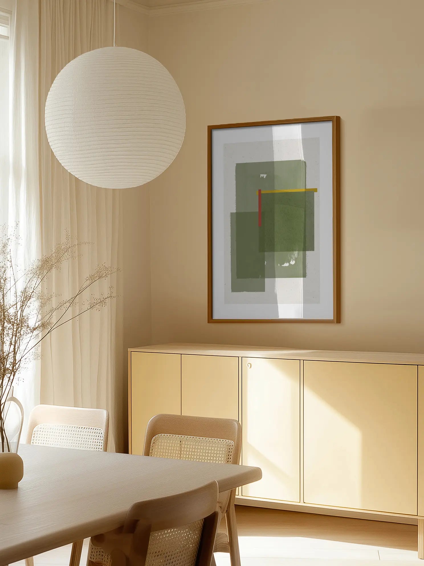 Olive Green Shapes Poster