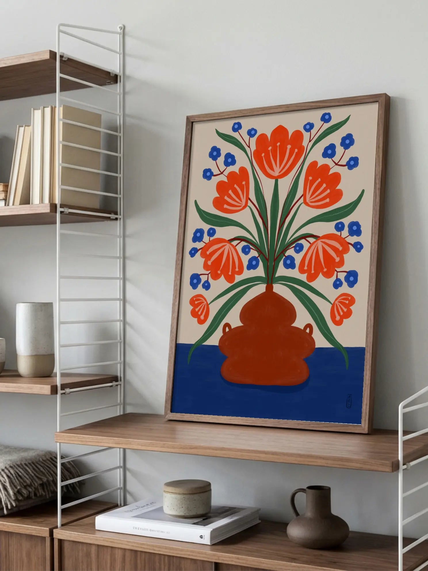 Orange and Blue Bouquet Poster