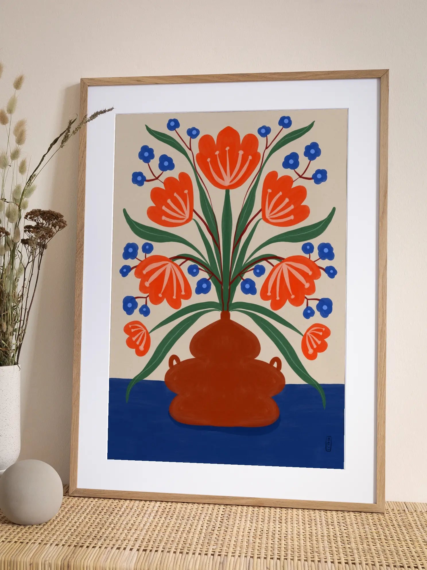 Orange and Blue Bouquet Poster