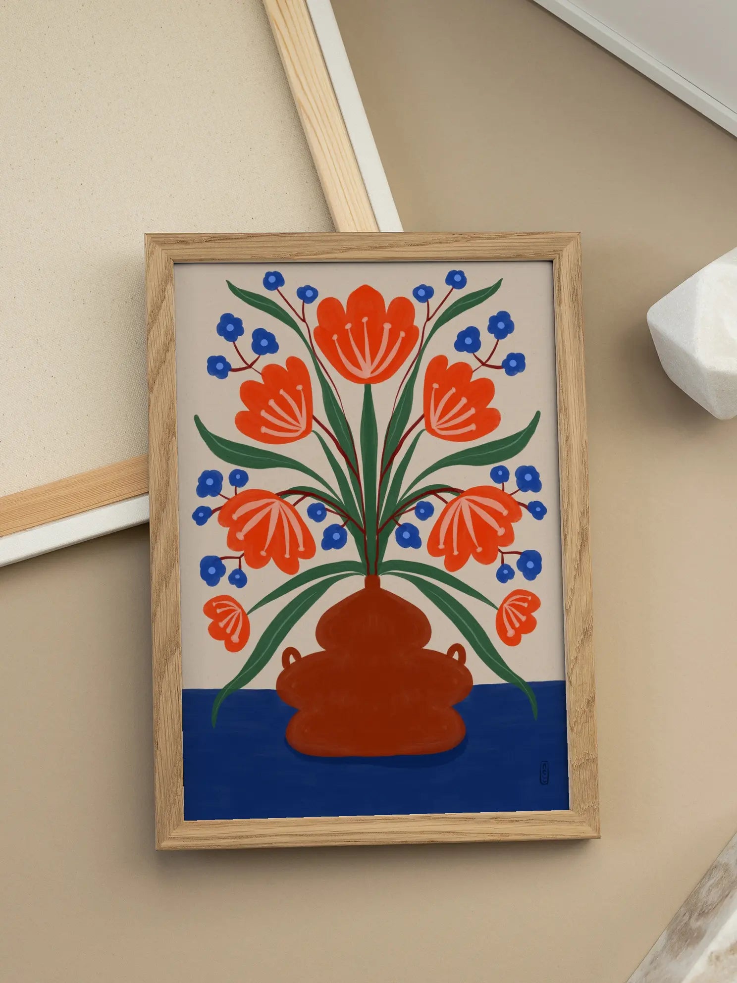 Orange and Blue Bouquet Poster