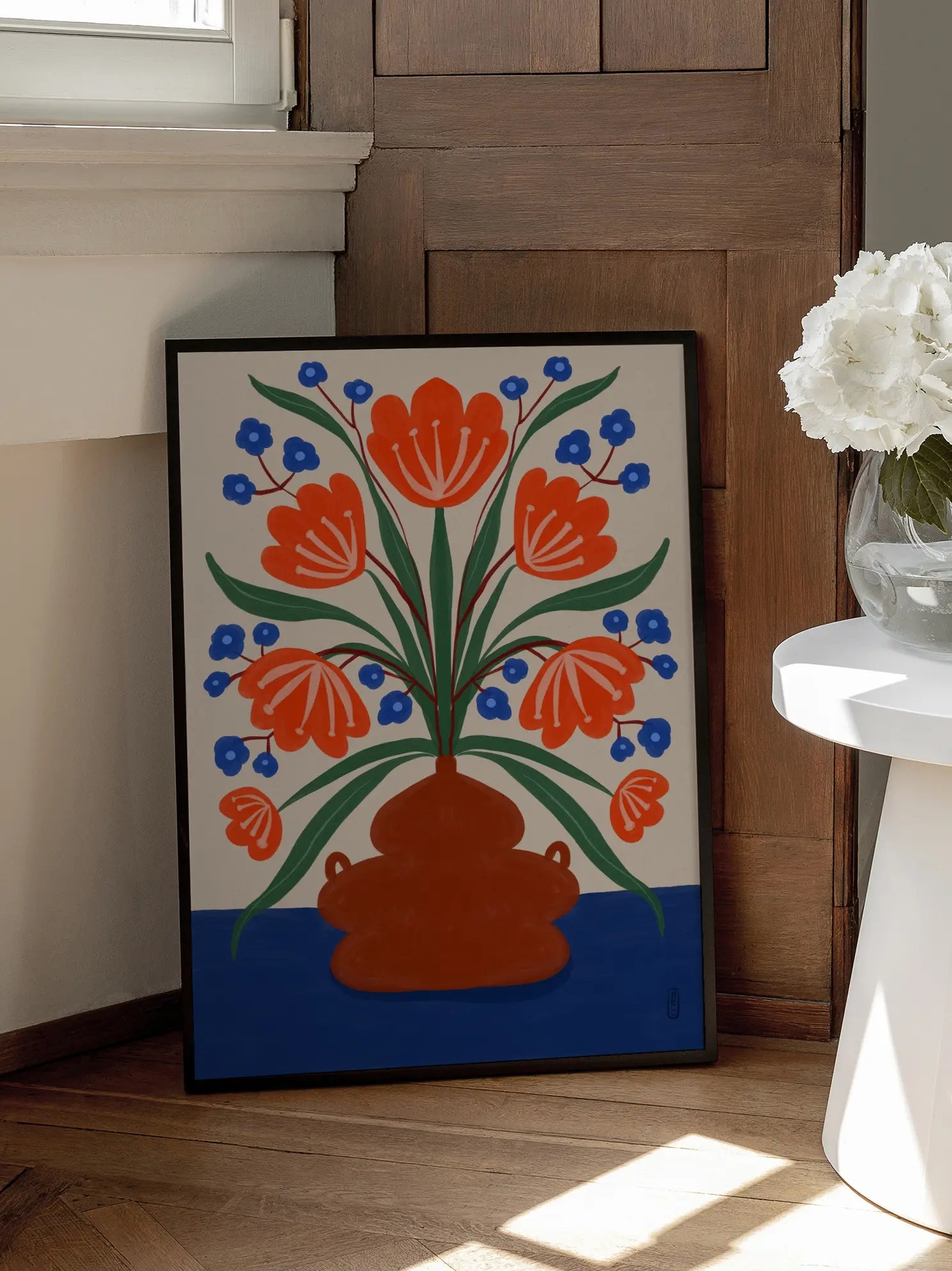 Orange and Blue Bouquet Poster