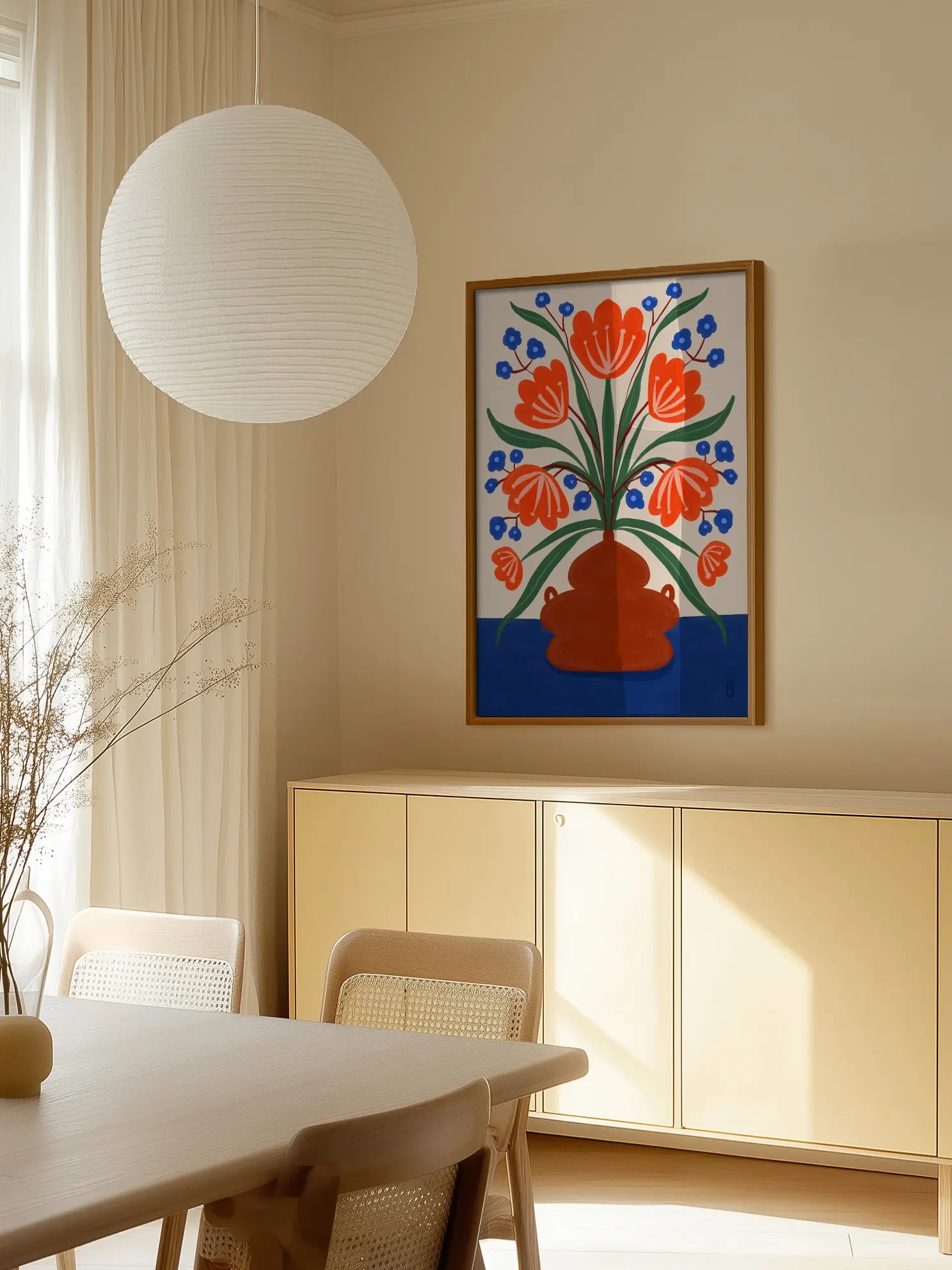Orange and Blue Bouquet Poster