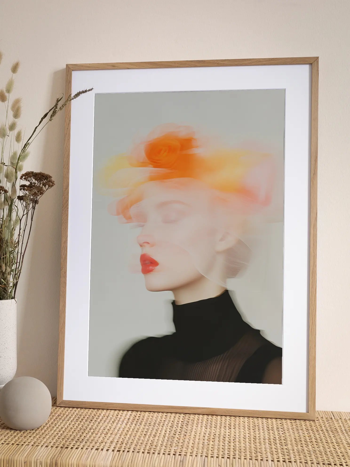 Orange Flower Hat Poster