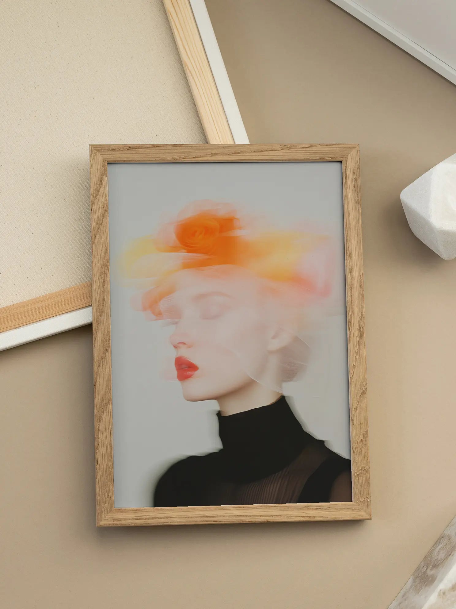 Orange Flower Hat Poster