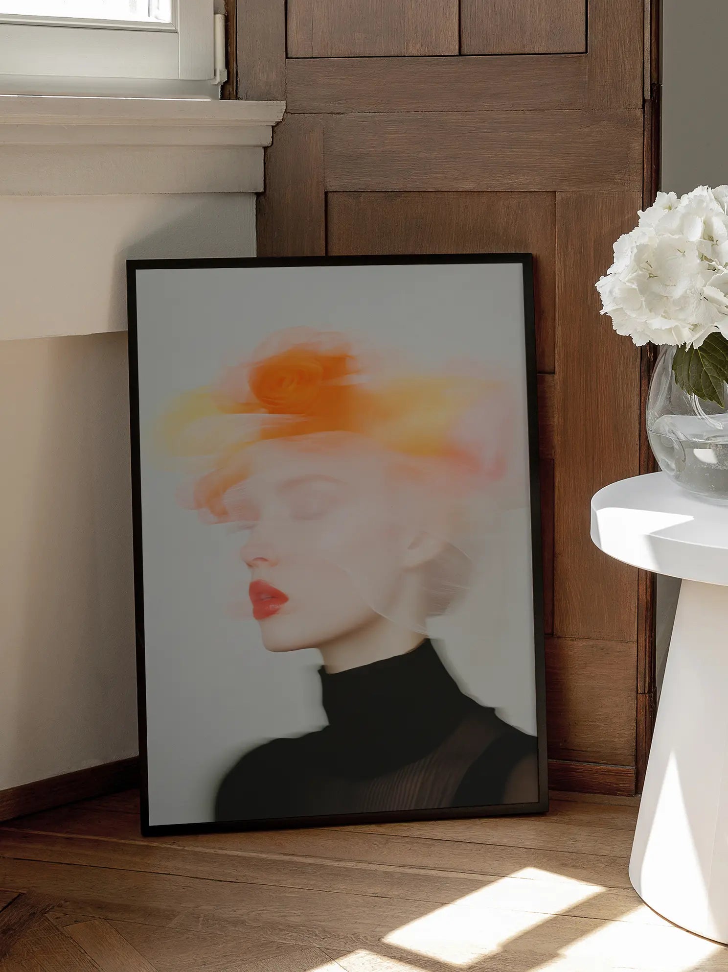Orange Flower Hat Poster