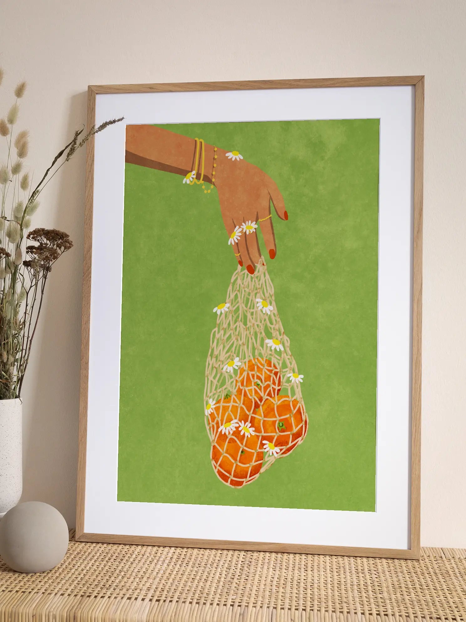 Oranges and Daisies Poster
