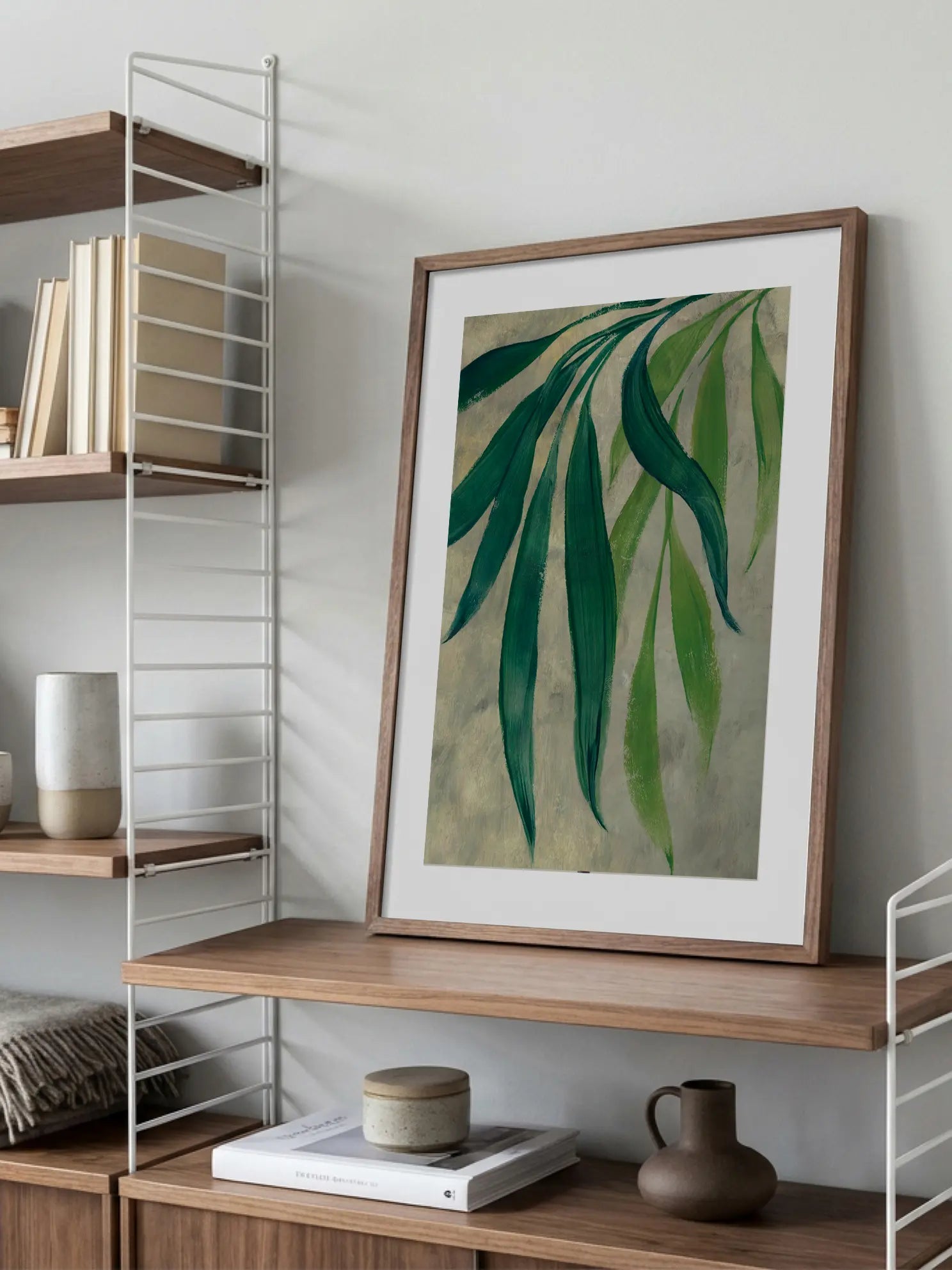 Painted Green Leaves Poster