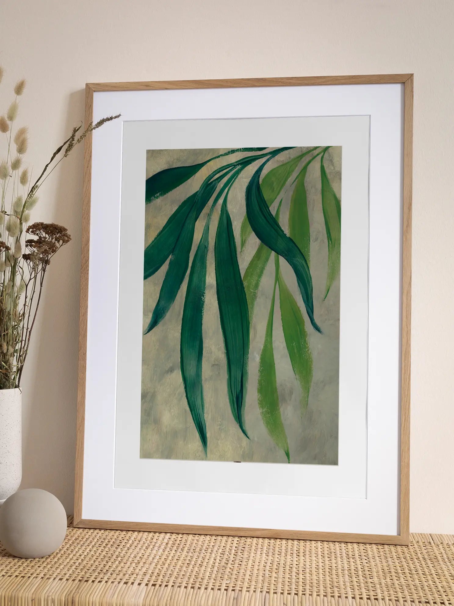 Painted Green Leaves Poster