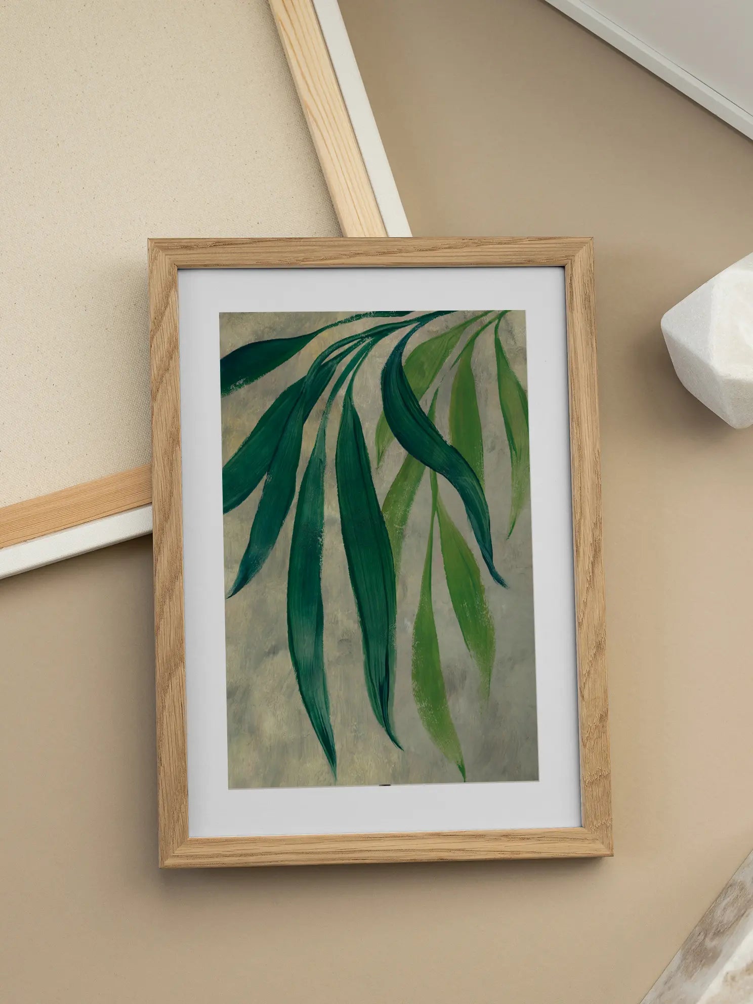 Painted Green Leaves Poster