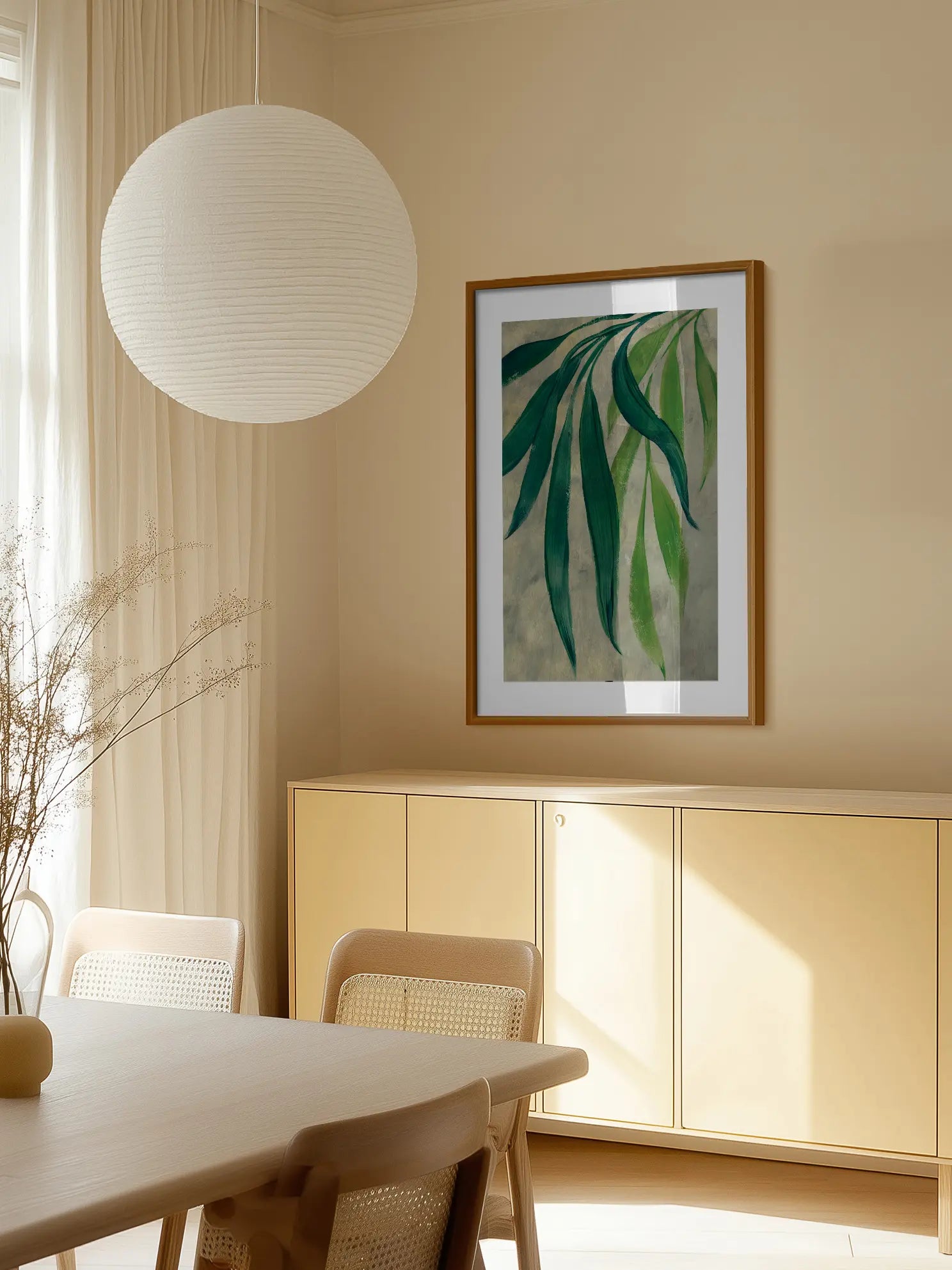 Painted Green Leaves Poster