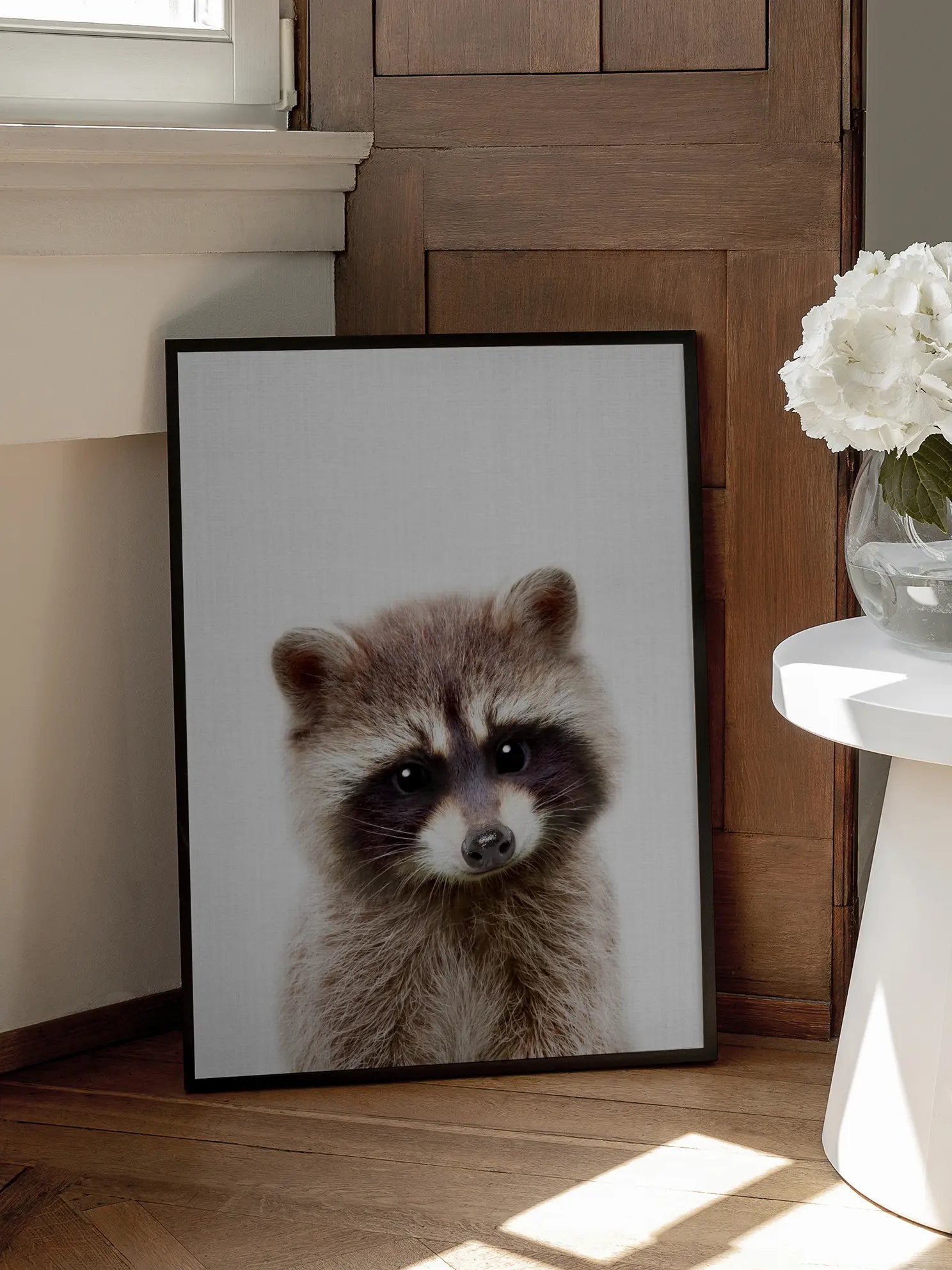 Peekaboo Raccoon Poster