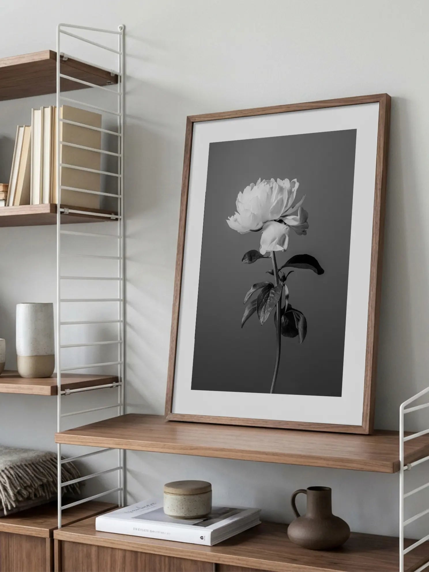Peony in Black and White Poster