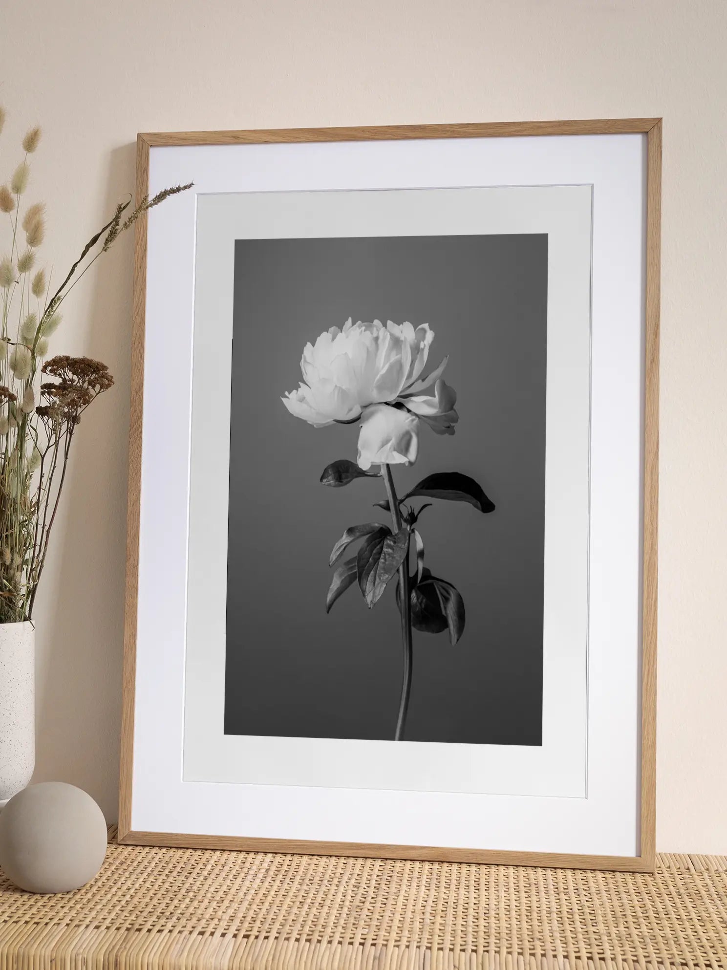 Peony in Black and White Poster
