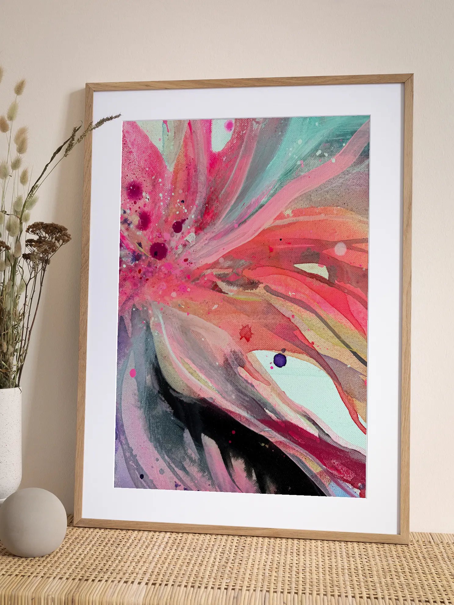 Pink Abstract Flower Poster