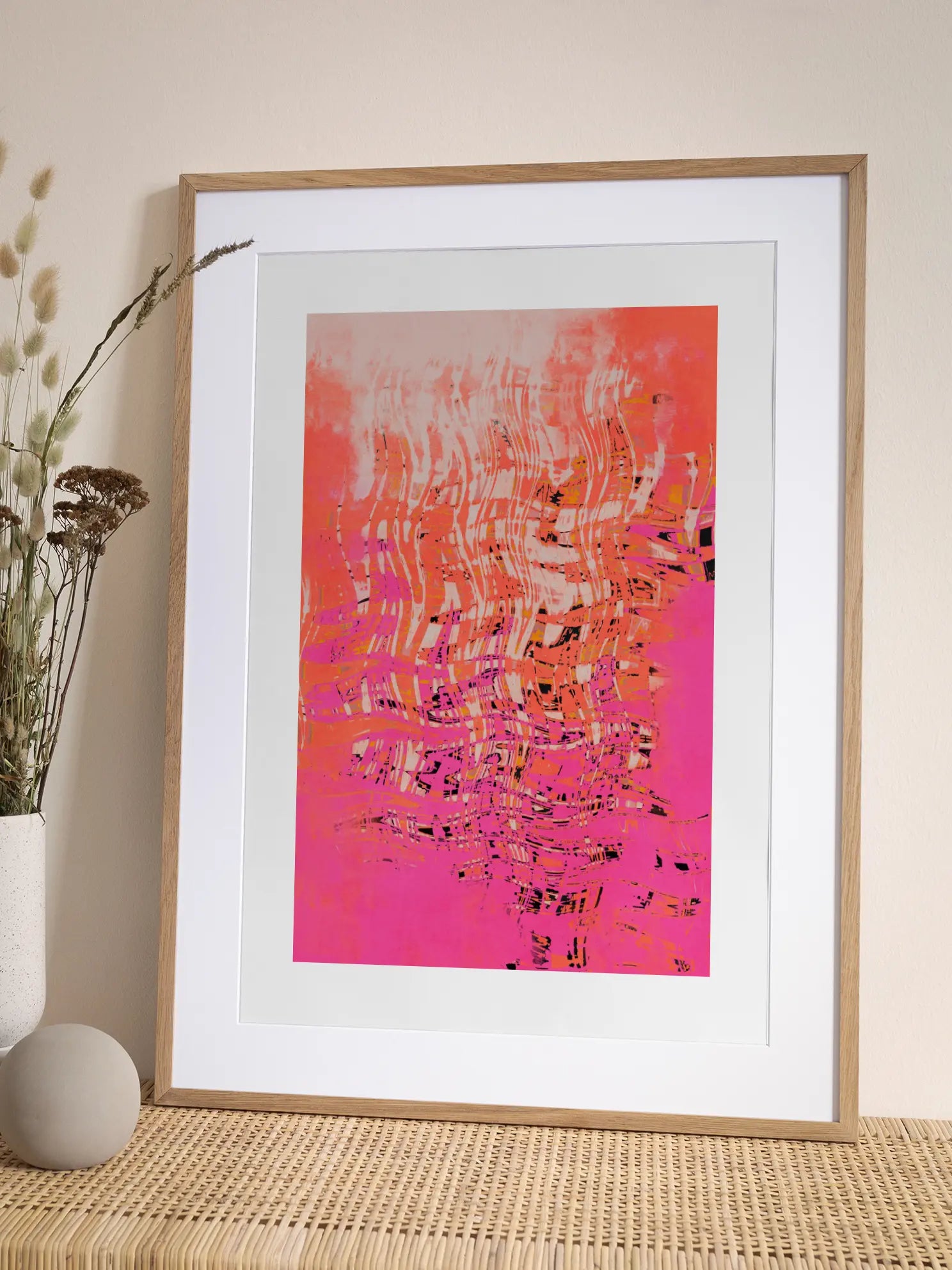 Pink Abstract Waves Poster