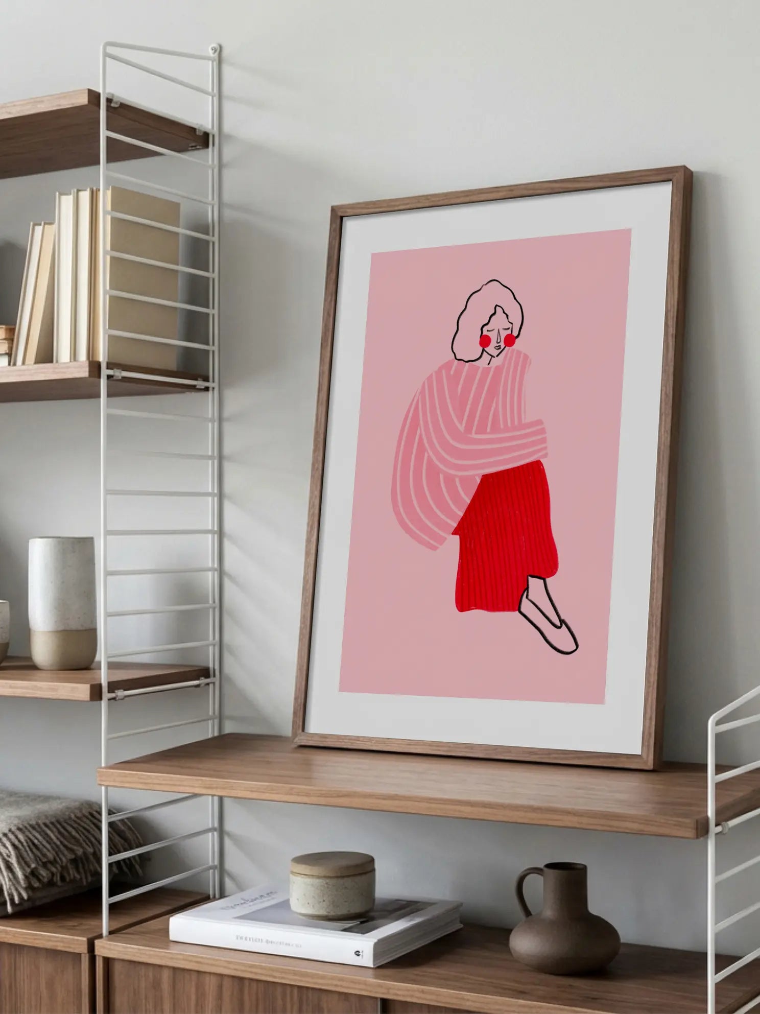 Pink and Red Line Lady Poster