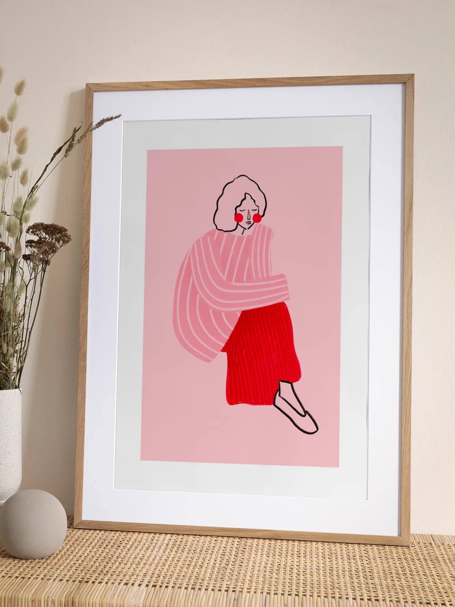 Pink and Red Line Lady Poster