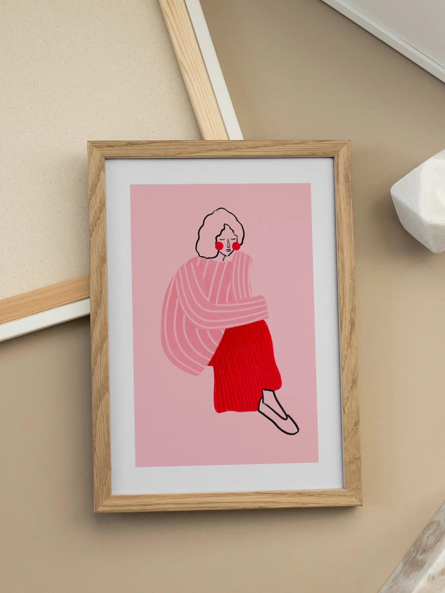 Pink and Red Line Lady Poster