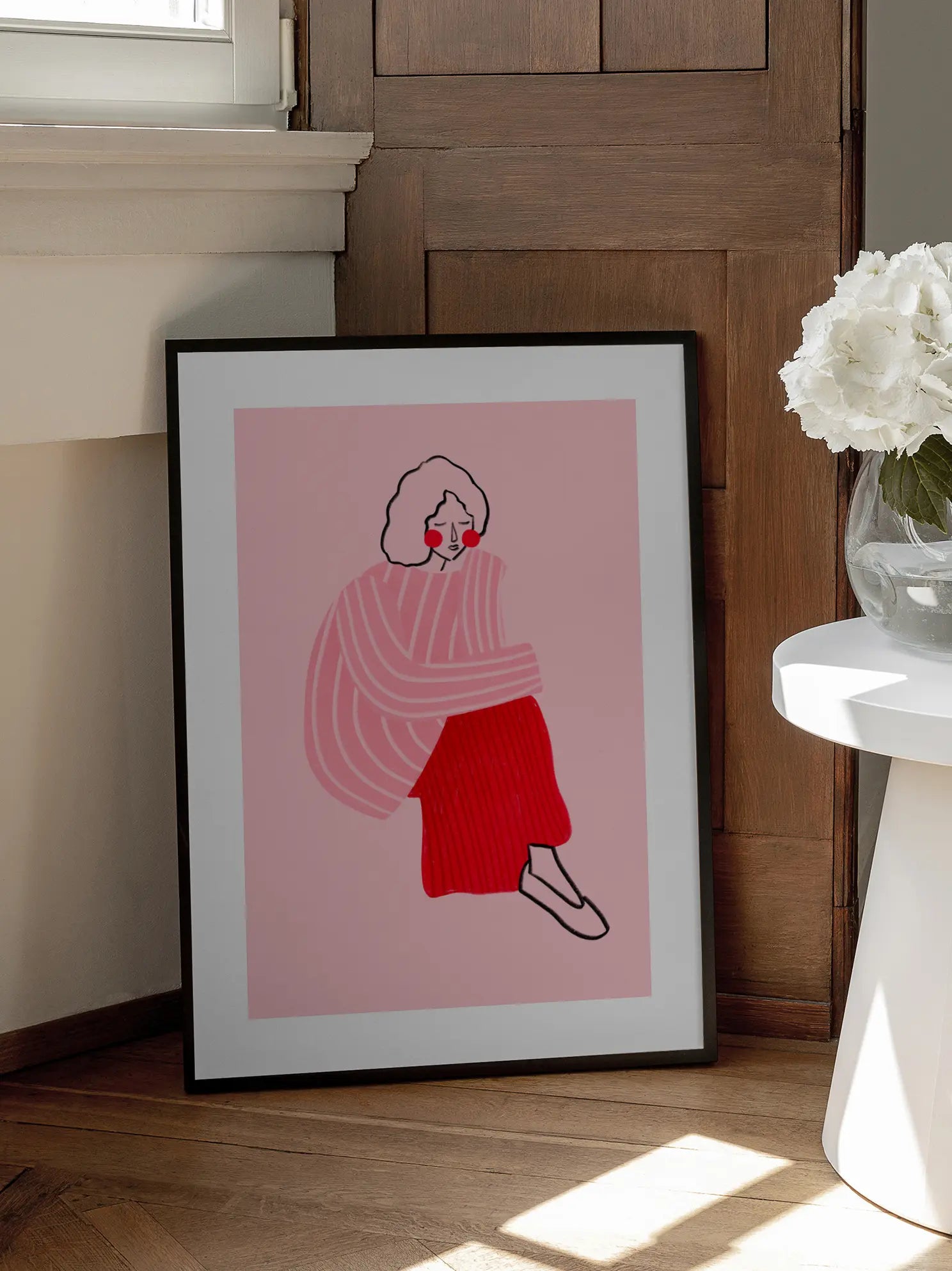 Pink and Red Line Lady Poster