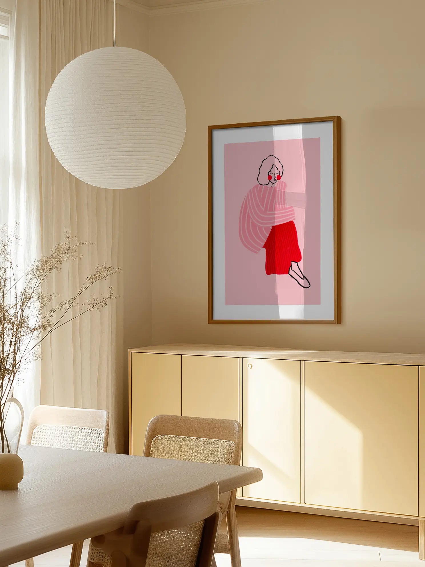 Pink and Red Line Lady Poster