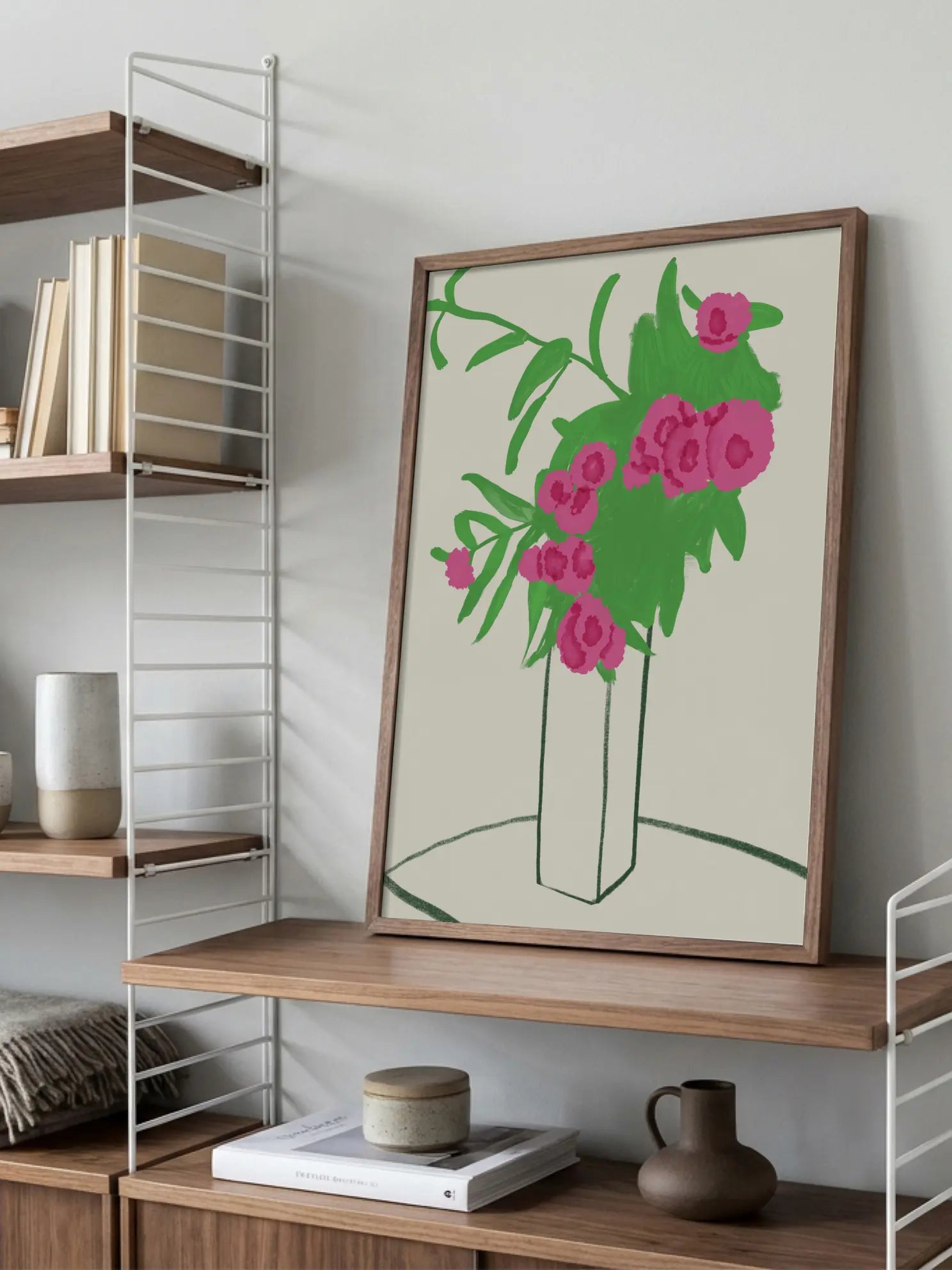 Pink Blossoms in Vase Poster