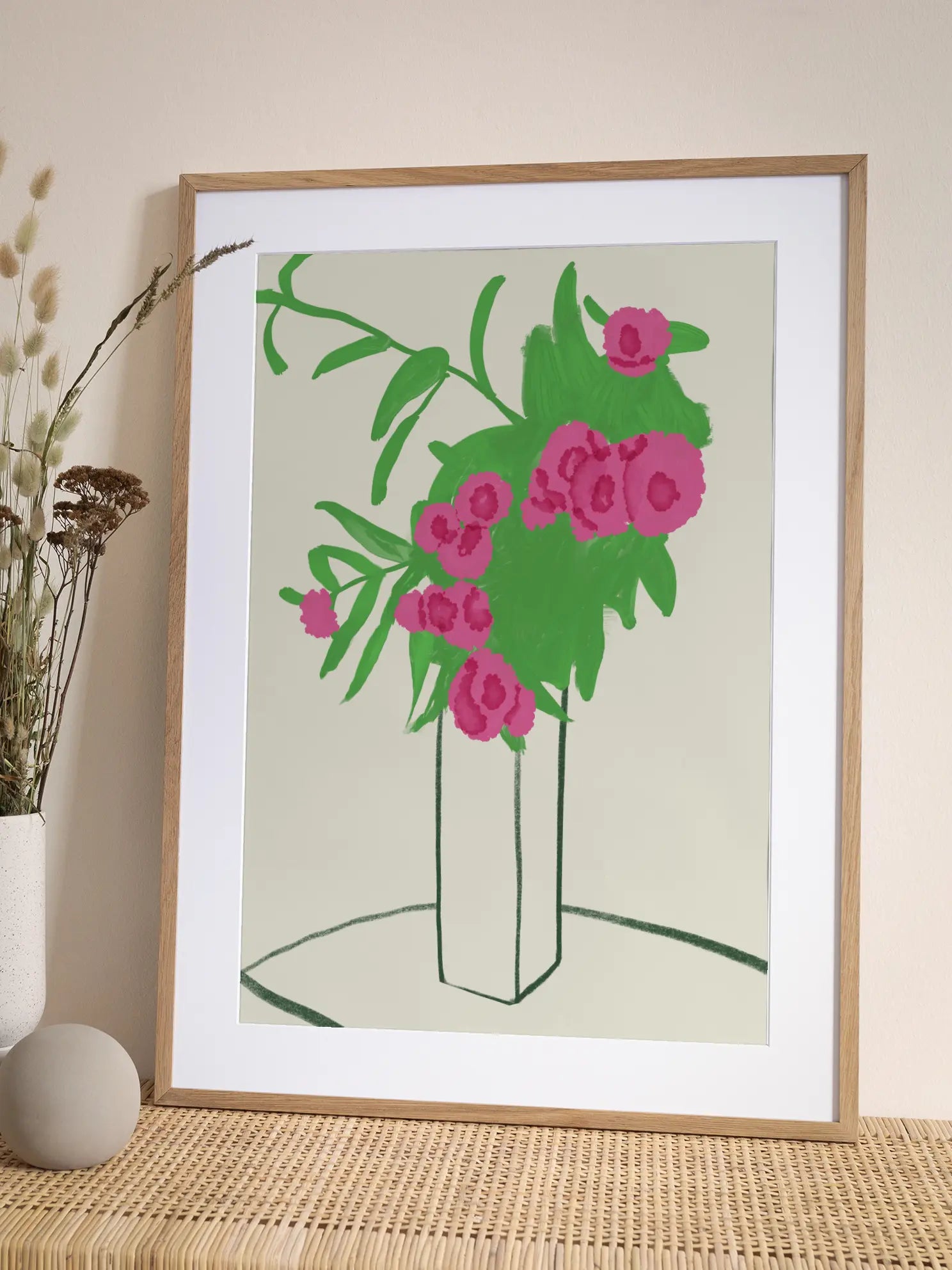 Pink Blossoms in Vase Poster