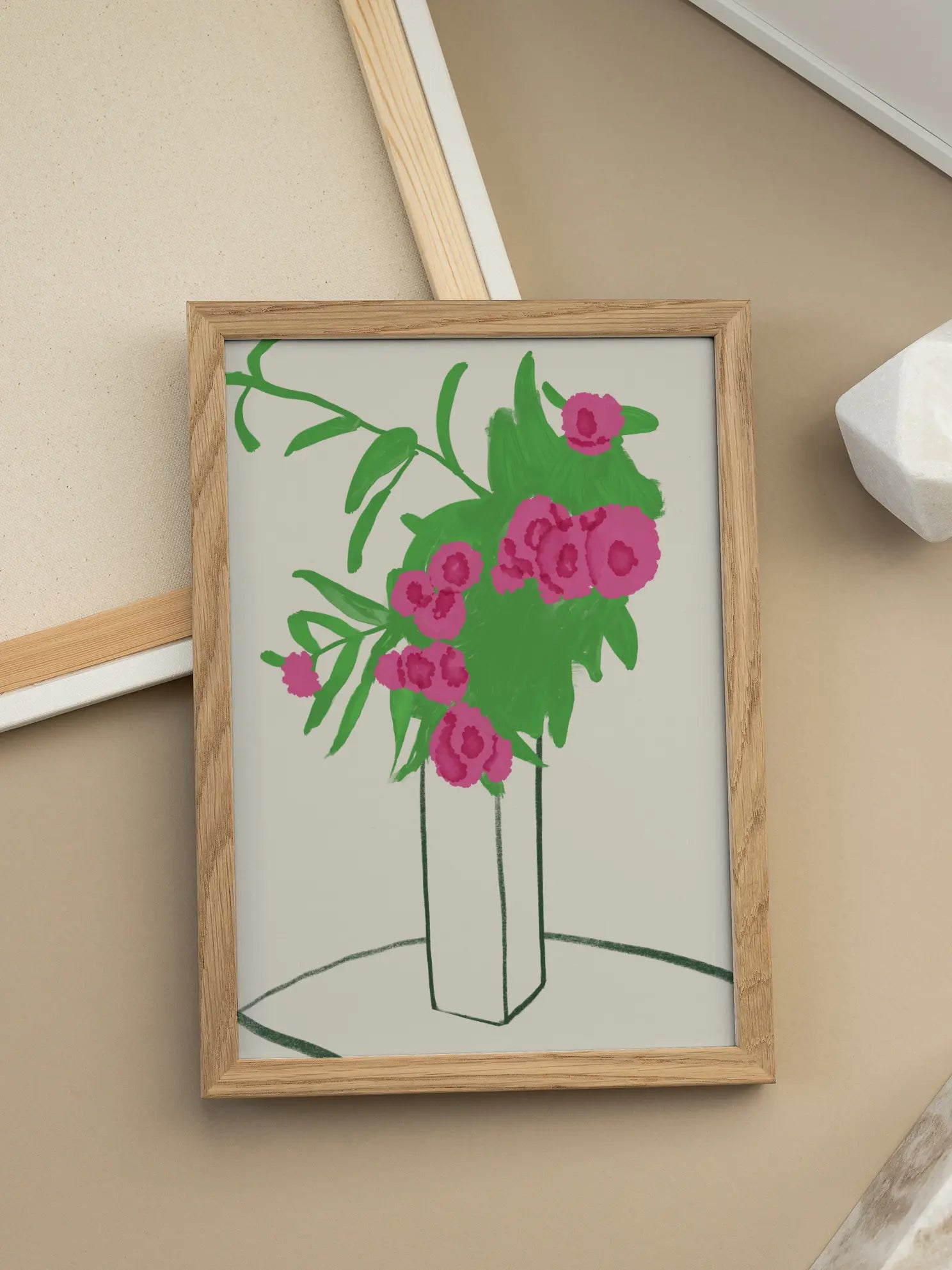 Pink Blossoms in Vase Poster