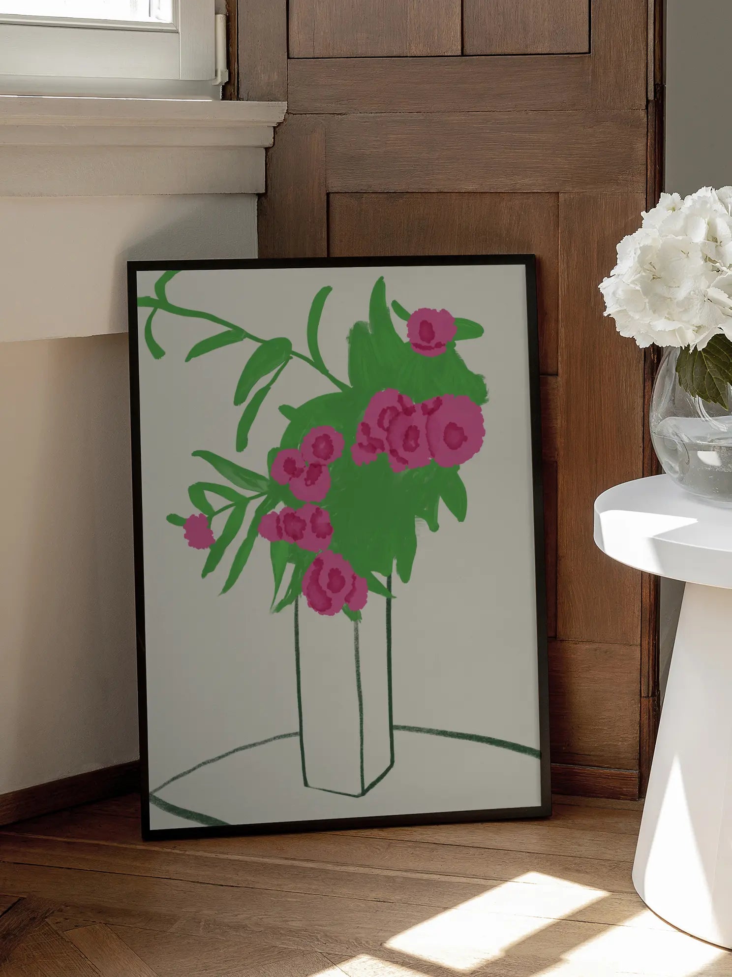 Pink Blossoms in Vase Poster
