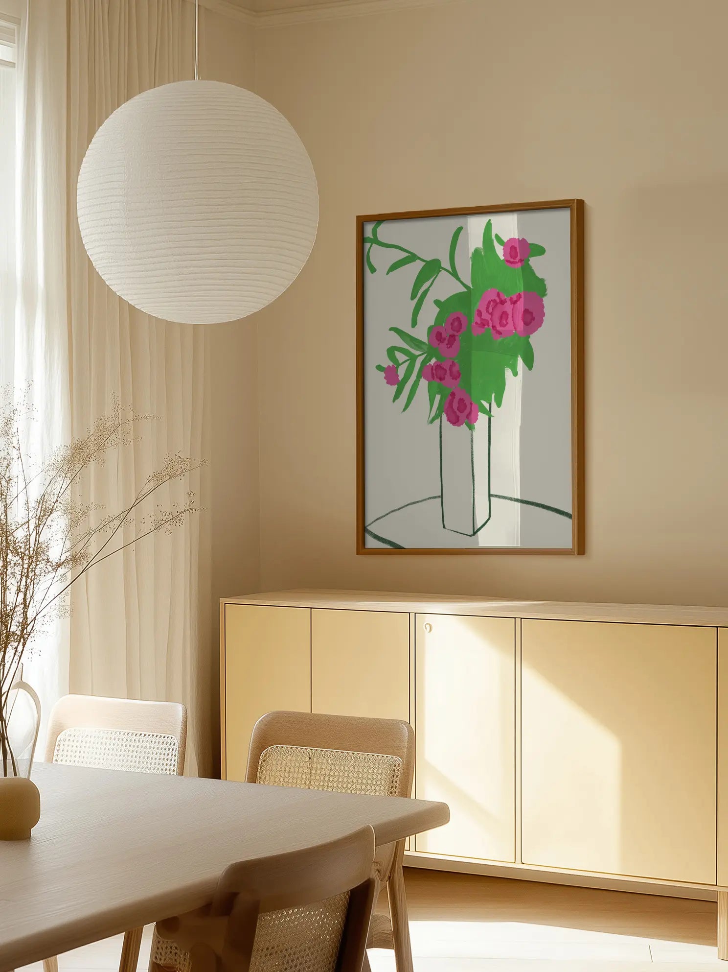 Pink Blossoms in Vase Poster