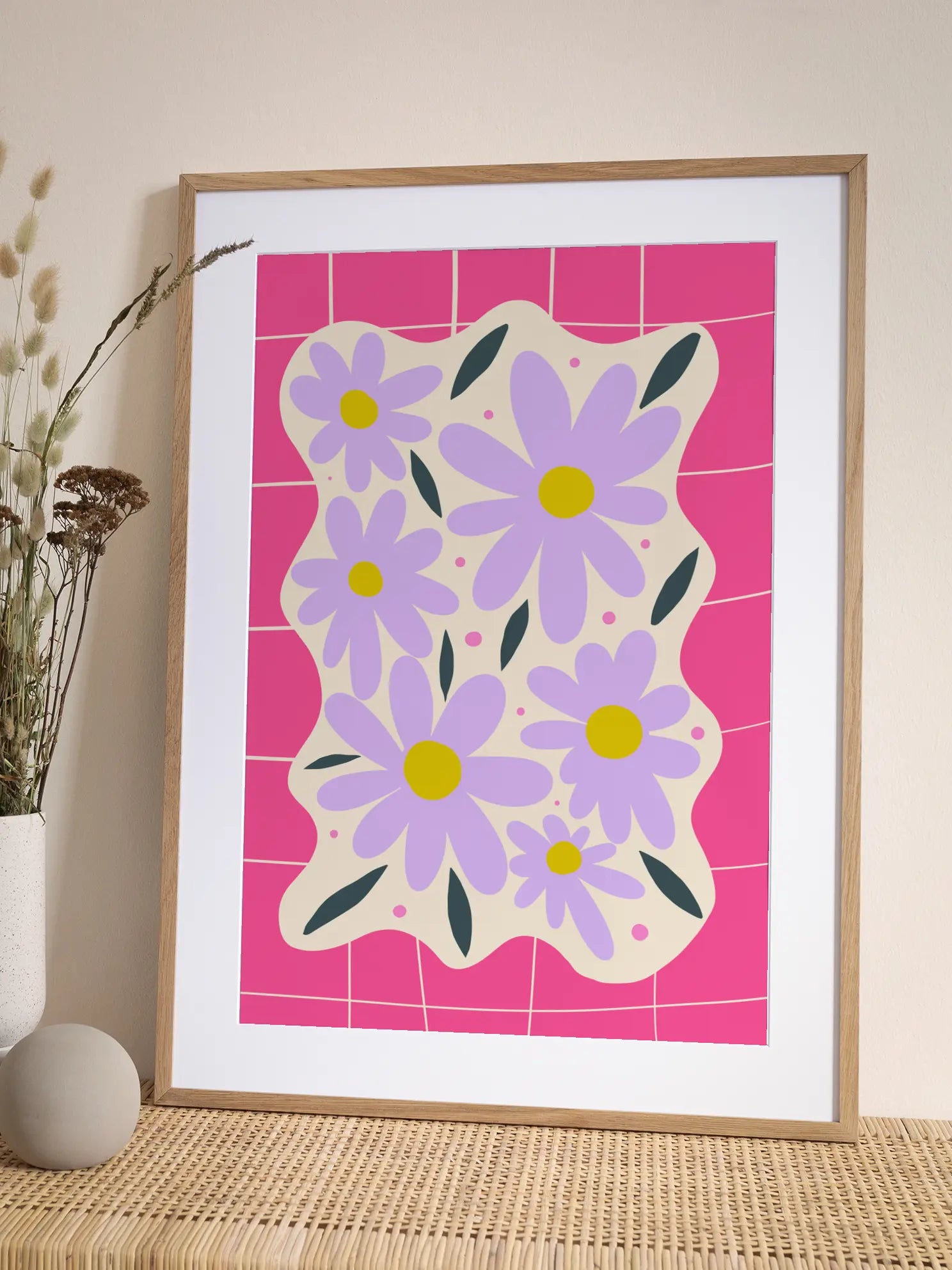 Pink Flower Field Poster