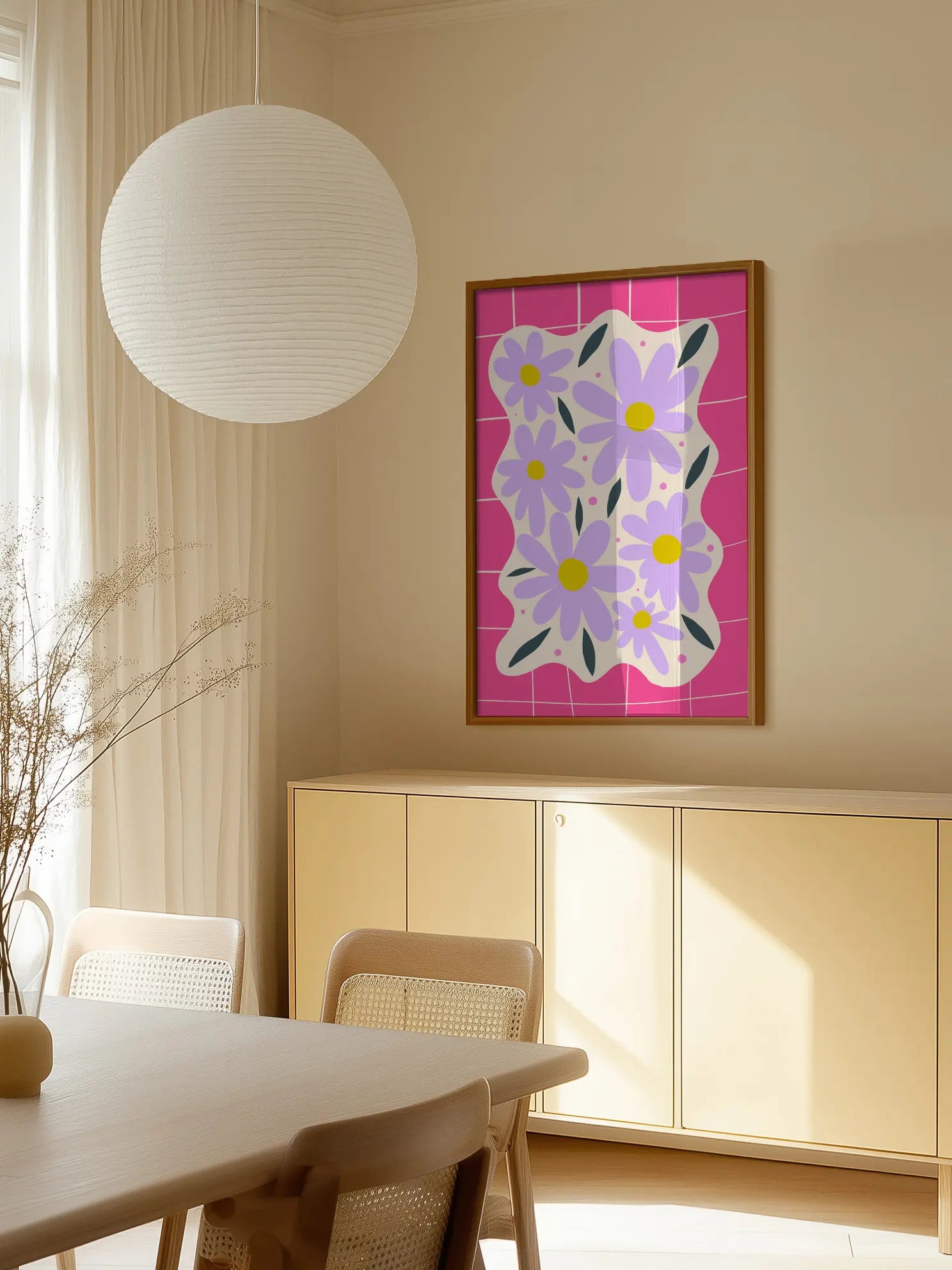 Pink Flower Field Poster
