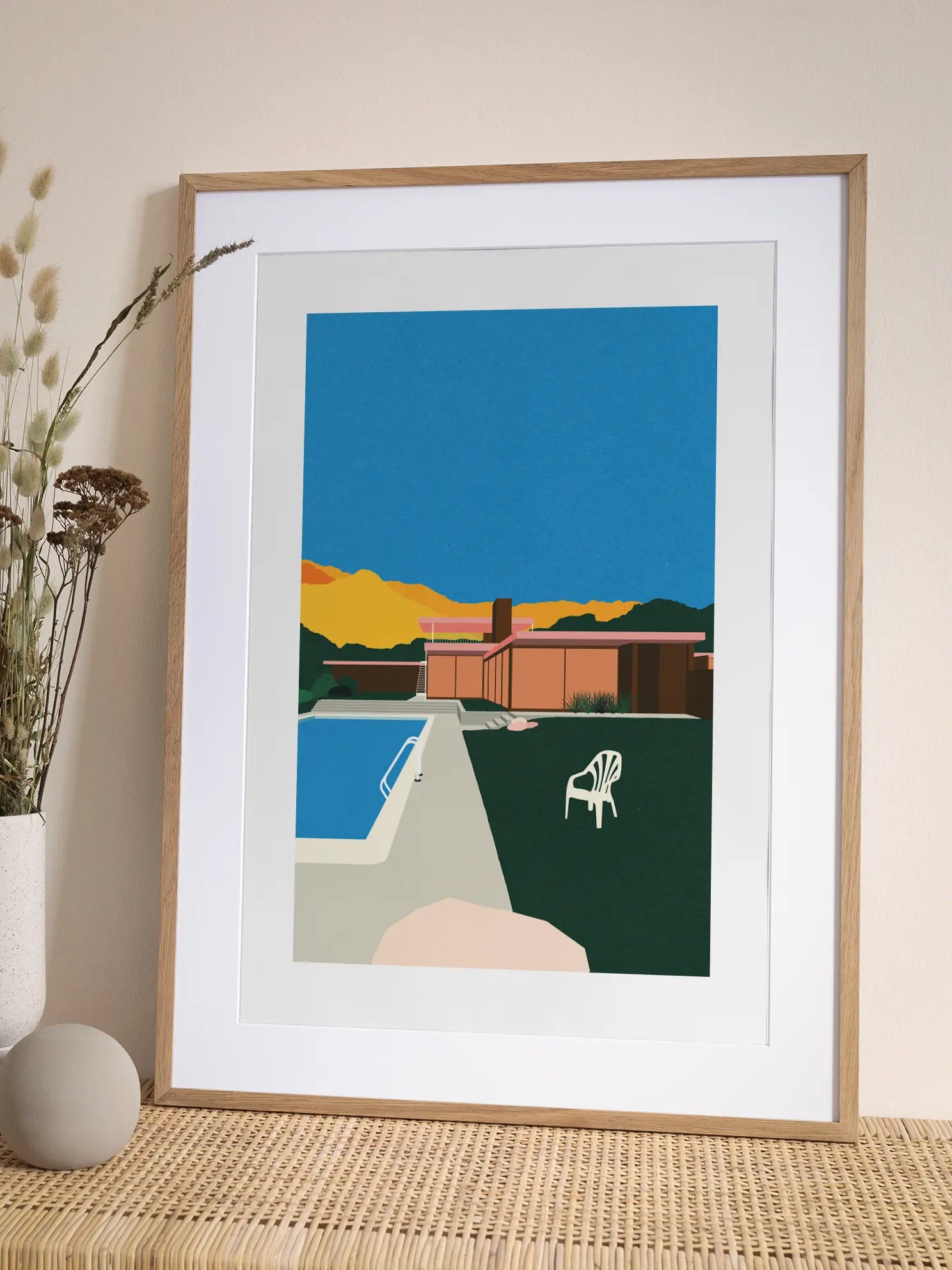 Pink House by the Pool Poster