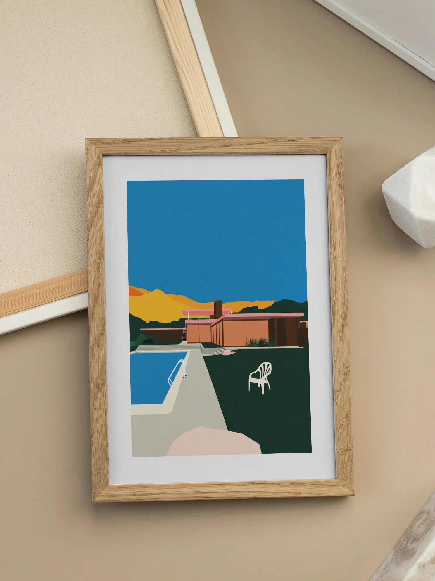 Pink House by the Pool Poster