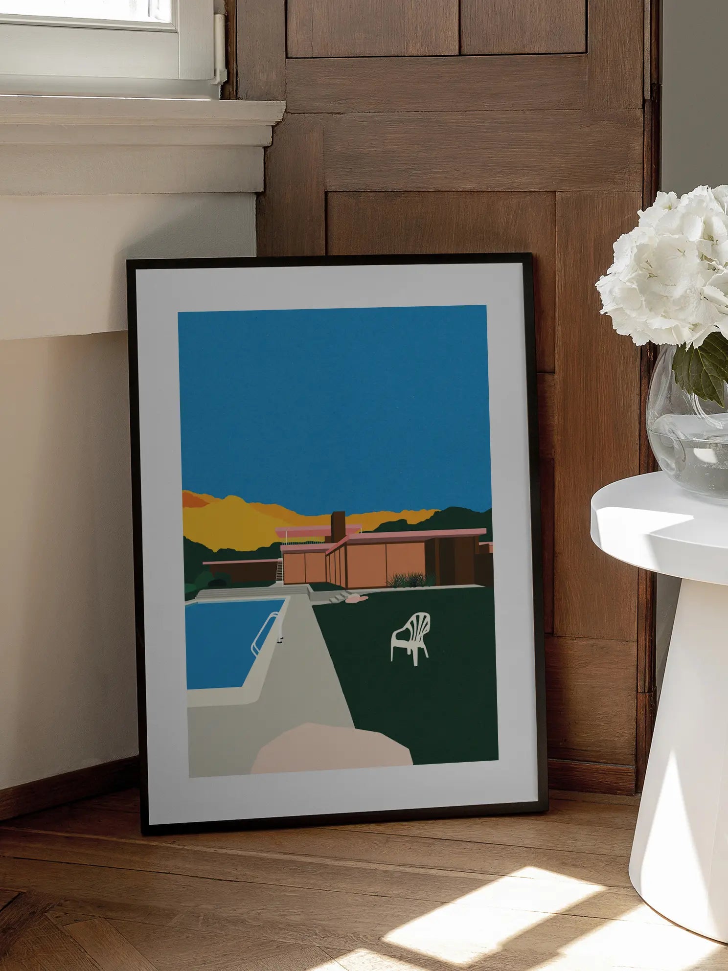 Pink House by the Pool Poster