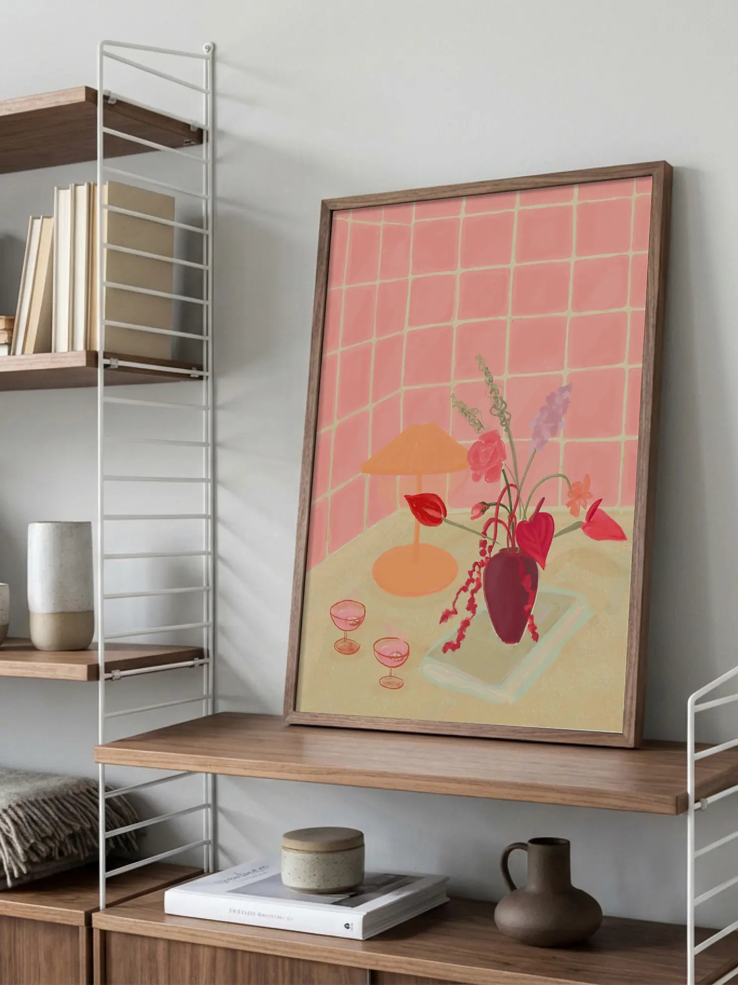 Pink Tiled Bathroom Poster