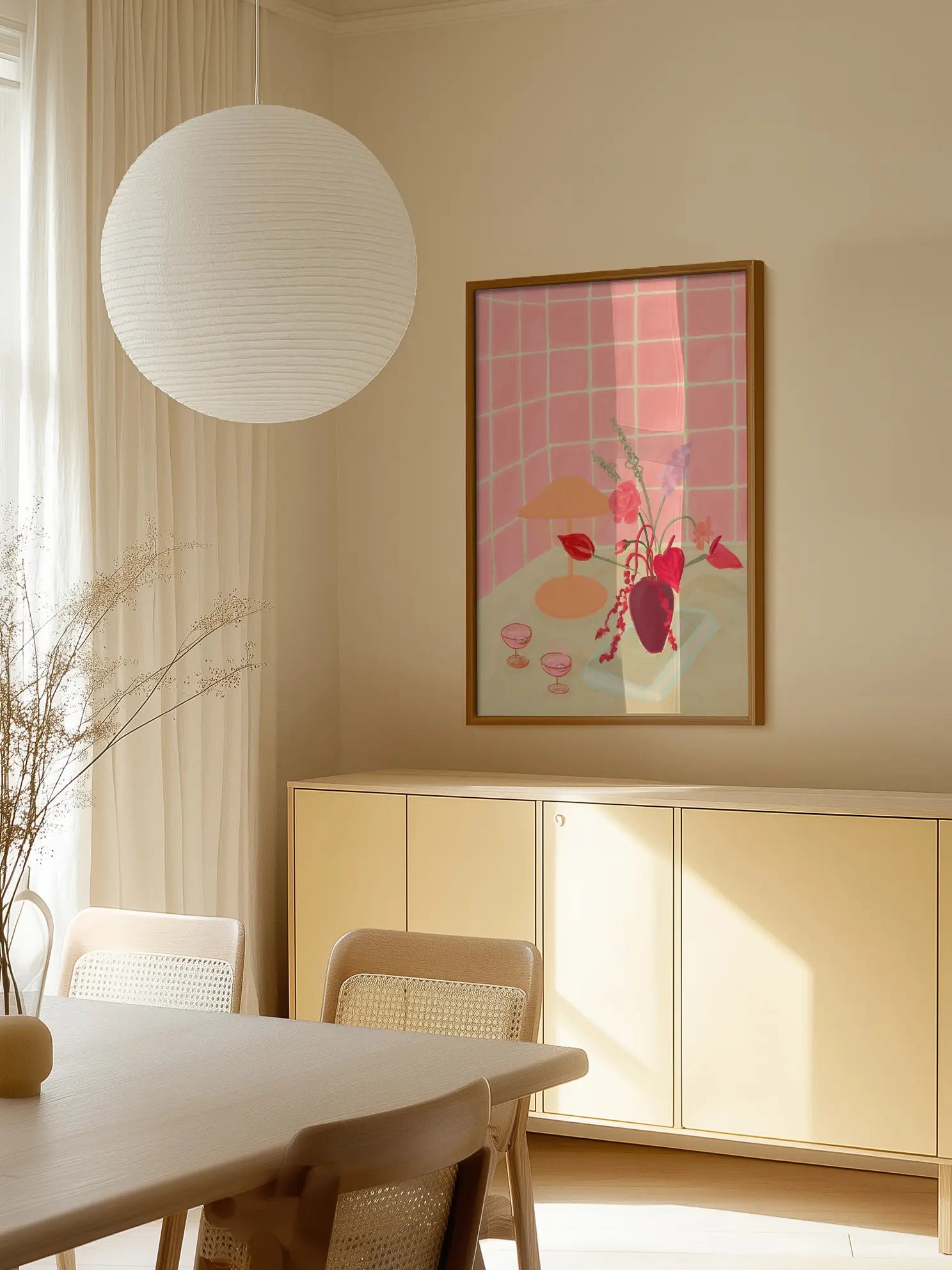 Pink Tiled Bathroom Poster