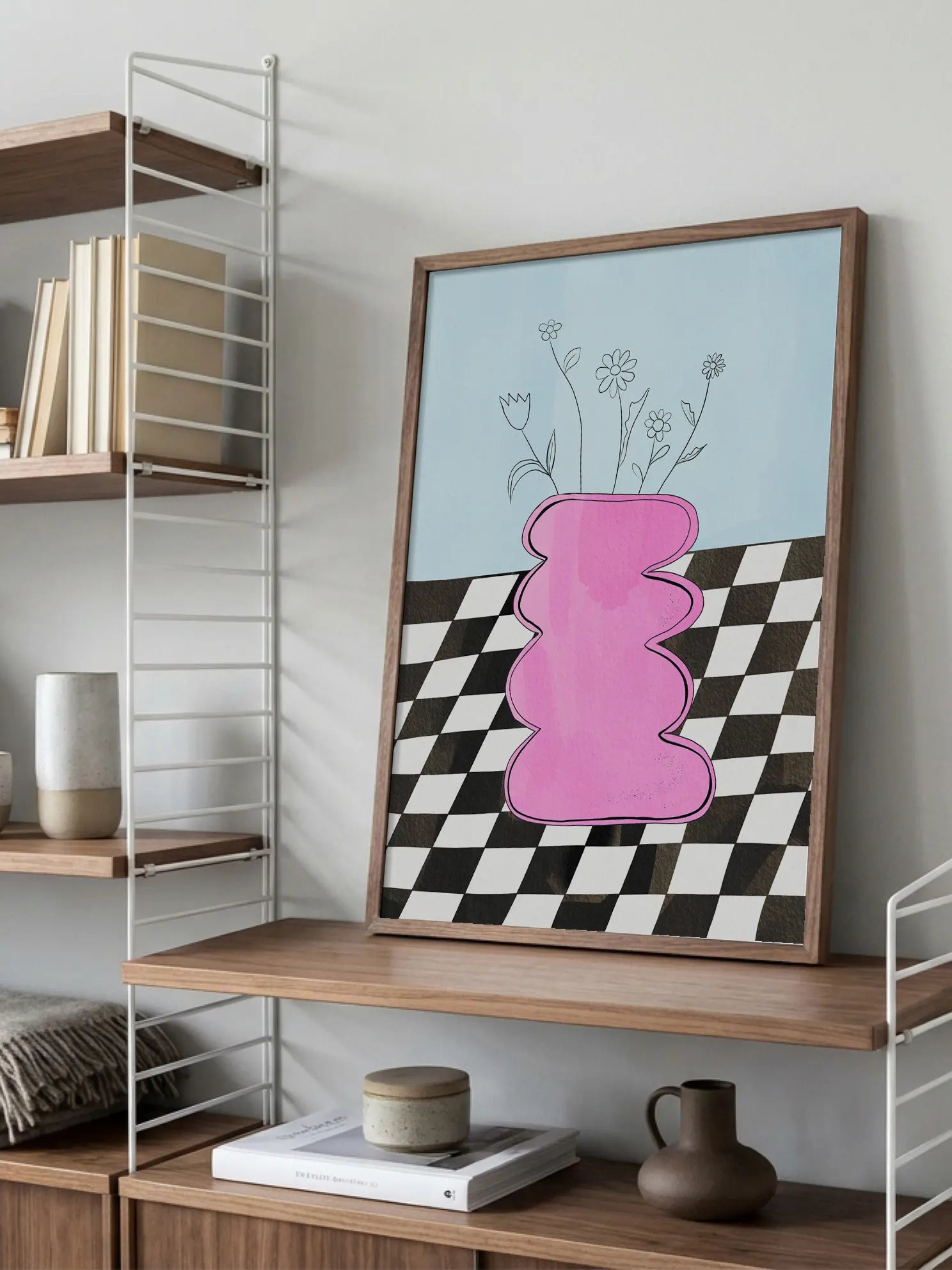 Pink Wiggly Vase Poster
