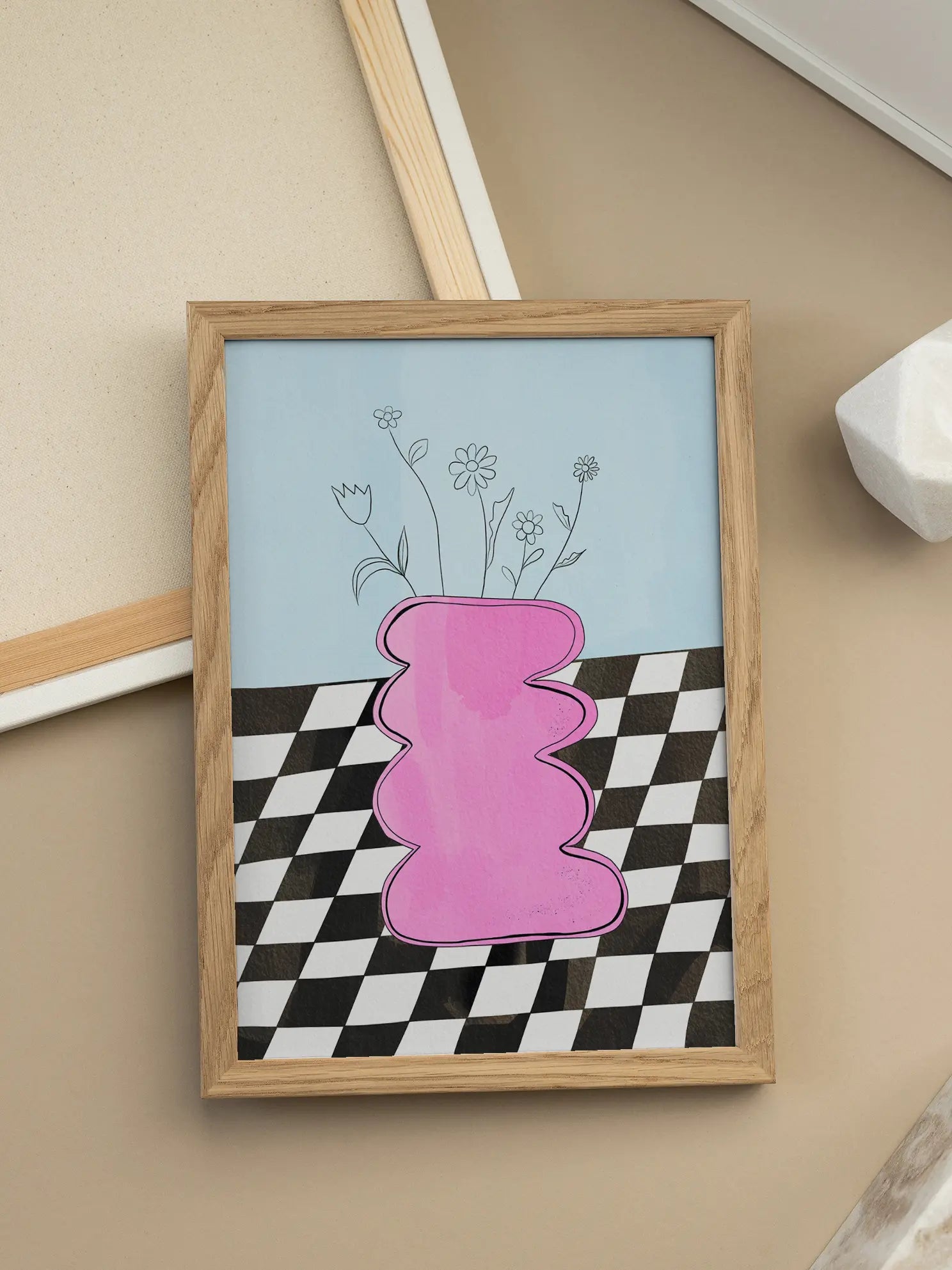 Pink Wiggly Vase Poster